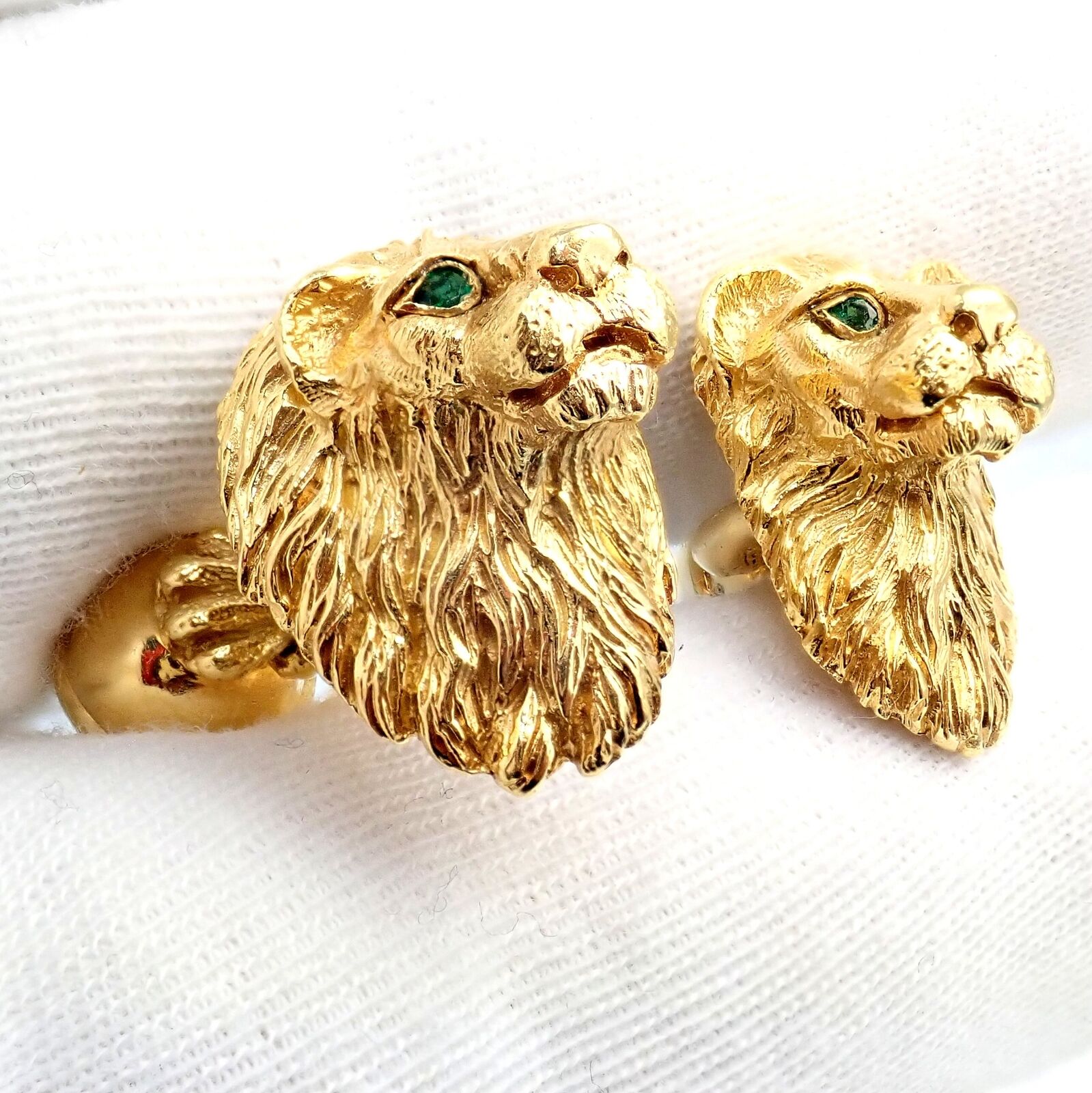 Tiffany & Co. Jewelry & Watches:Men's Jewelry:Cufflinks Rare! Vintage Tiffany & Co. 18k Yellow Gold Emerald Lion Germany 1989 Cufflinks