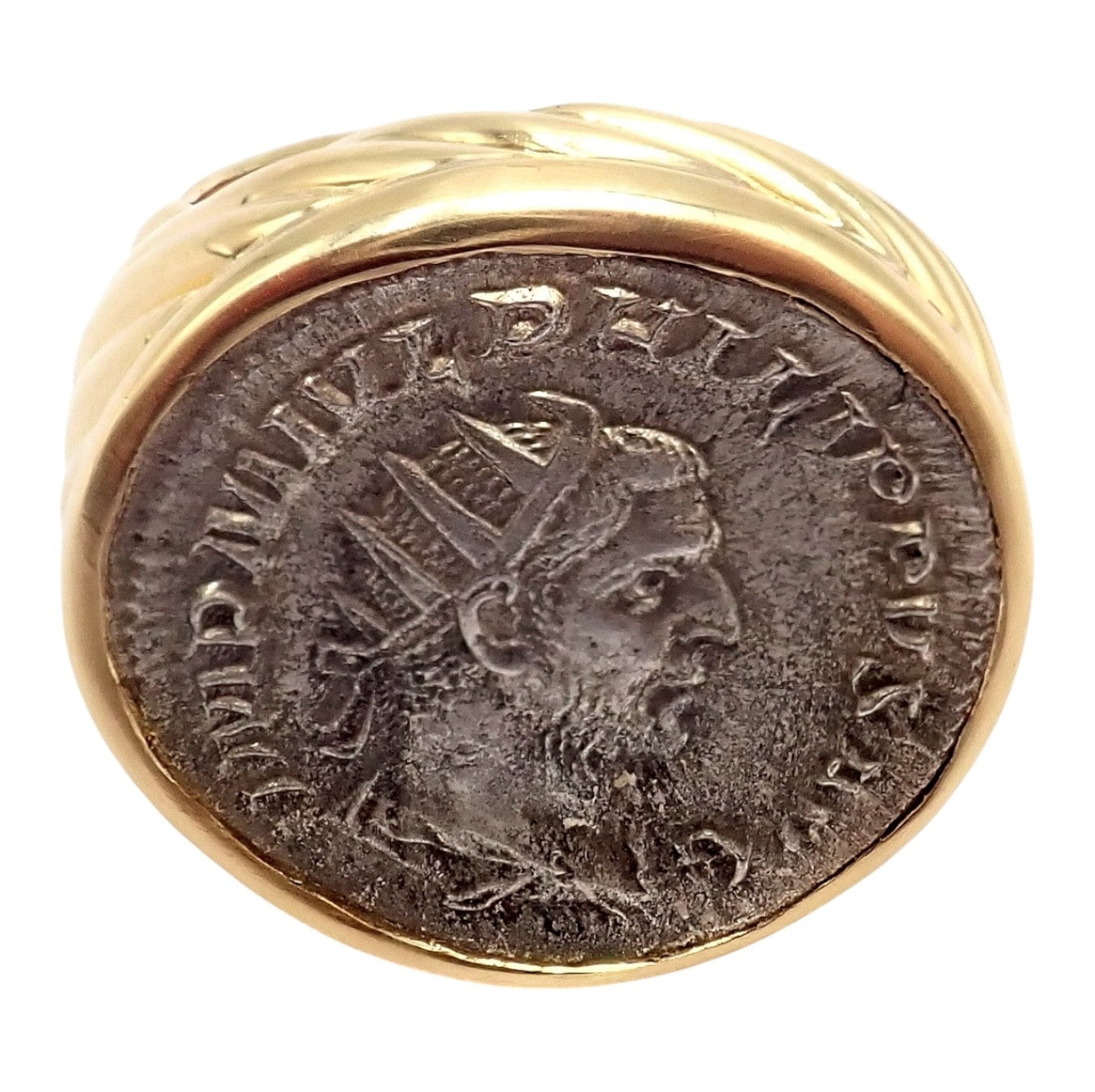 Rare! Bvlgari Bulgari 18k Gold Diamond Monete Antique Large Coin Signet Ring | Fortrove