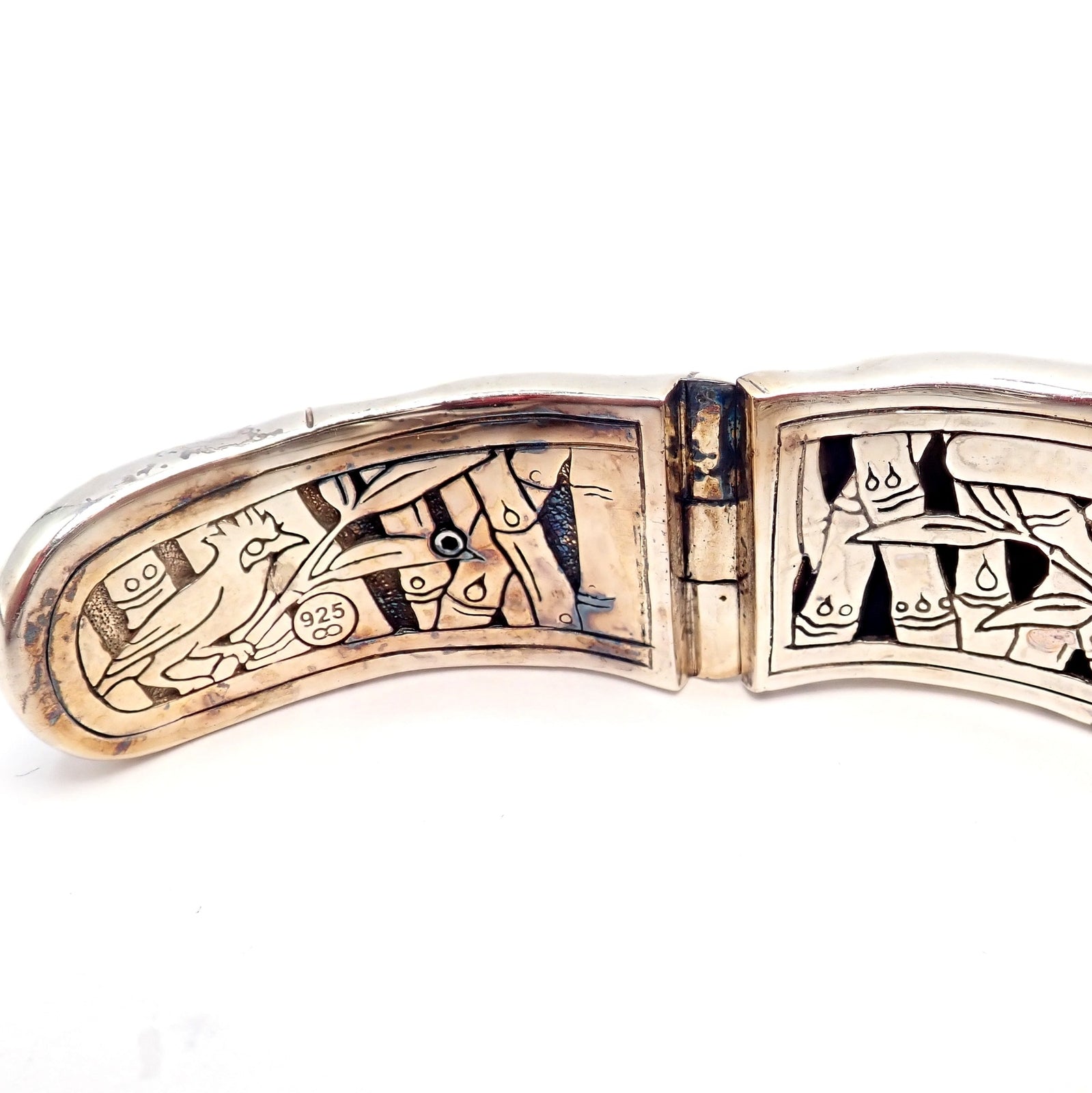 Authentic! John Hardy Silver White Topaz 30 Bamboo Large Cuff Bracelet | Fortrove