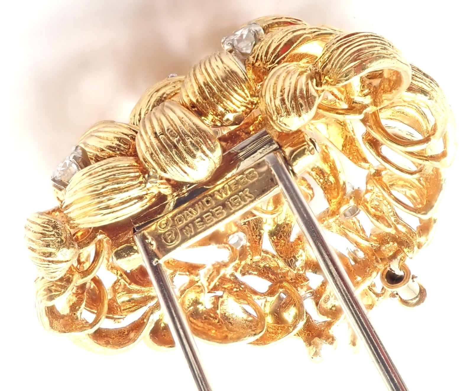 Authentic! David Webb 18k Yellow Gold Diamond Large Brooch | Fortrove
