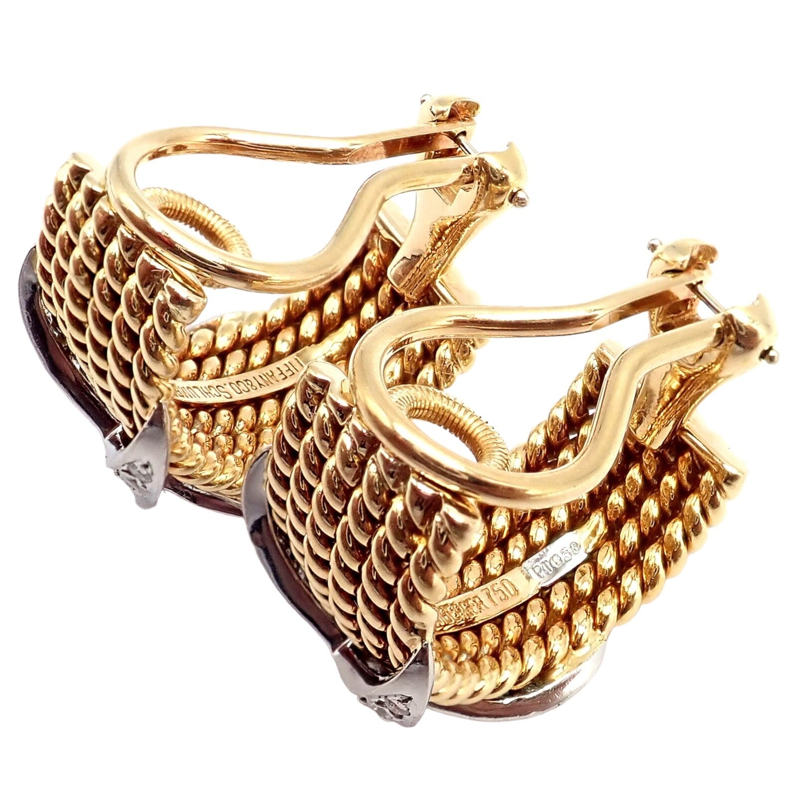 Jean Schlumberger for Tiffany & Co Jewelry & Watches:Fine Jewelry:Earrings Tiffany & Co Schlumberger 18k Yellow Gold Platinum Diamond 6 Row Rope X Earrings