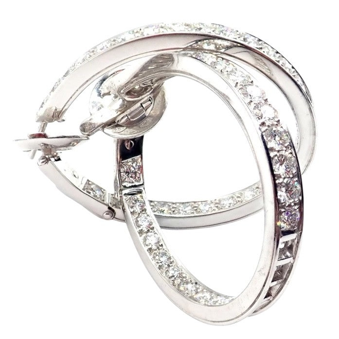 Van Cleef & Arpels Avignon 18k White Gold Diamond Large Hoop Earrings | Fortrove