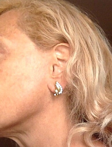 Rare! Authentic Tiffany & Co 18k Yellow Gold Diamond Swirl Earrings | Fortrove