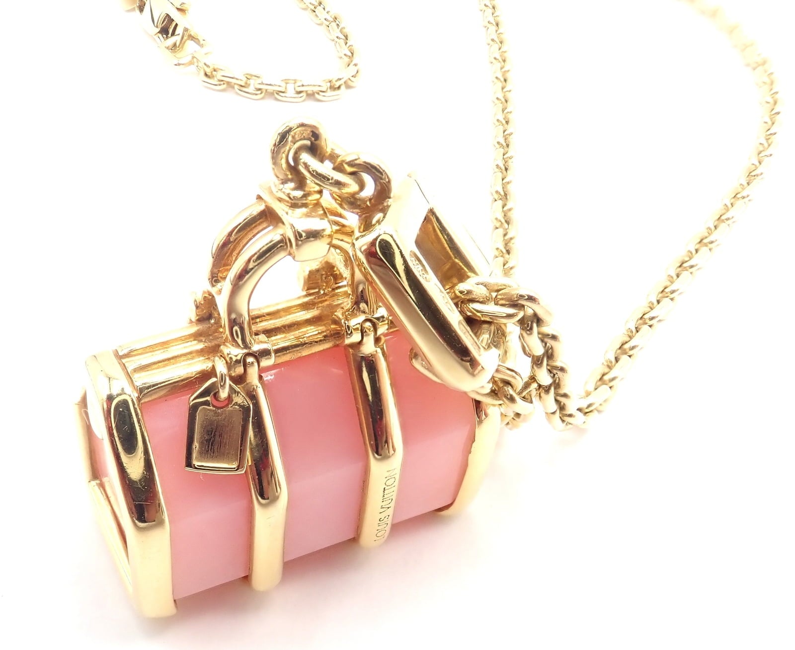 Louis Vuitton Jewelry & Watches:Fine Jewelry:Necklaces & Pendants Authentic! Louis Vuitton 18k Yellow Gold Quartz Purse Bag Pendant Chain Necklace