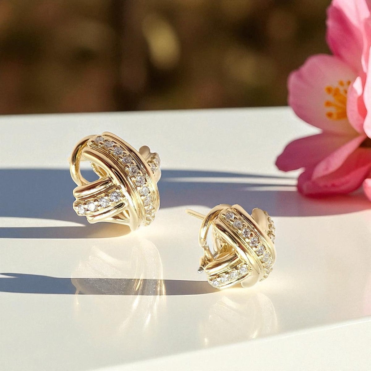 Tiffany & Co. Jewelry & Watches:Fine Jewelry:Earrings Authentic! Tiffany & Co 18k Yellow Gold Classic Signature X Diamond Earrings