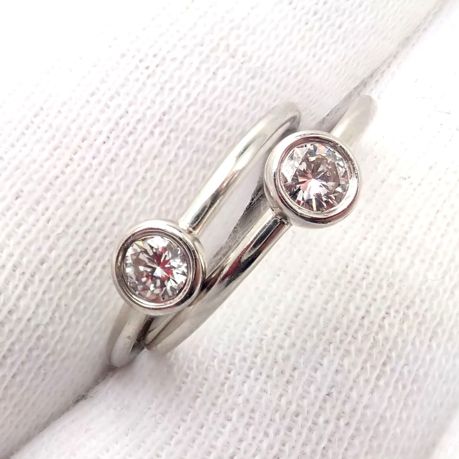 Tiffany & Co. Jewelry & Watches:Vintage & Antique Jewelry:Rings Set of 2 Tiffany & Co Platinum 0.16ct Diamond Engagement Stacking Ring size 5.75