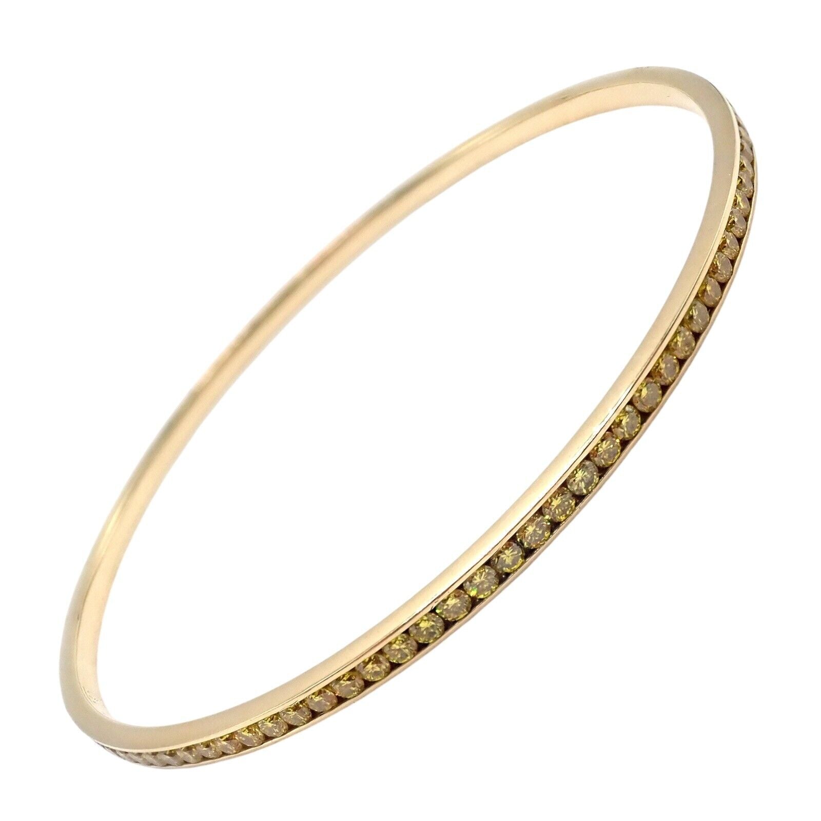 Authentic! Jacob & Co 18k Yellow Gold Full 3.5ctw Diamond Bangle Bracelet | Fortrove