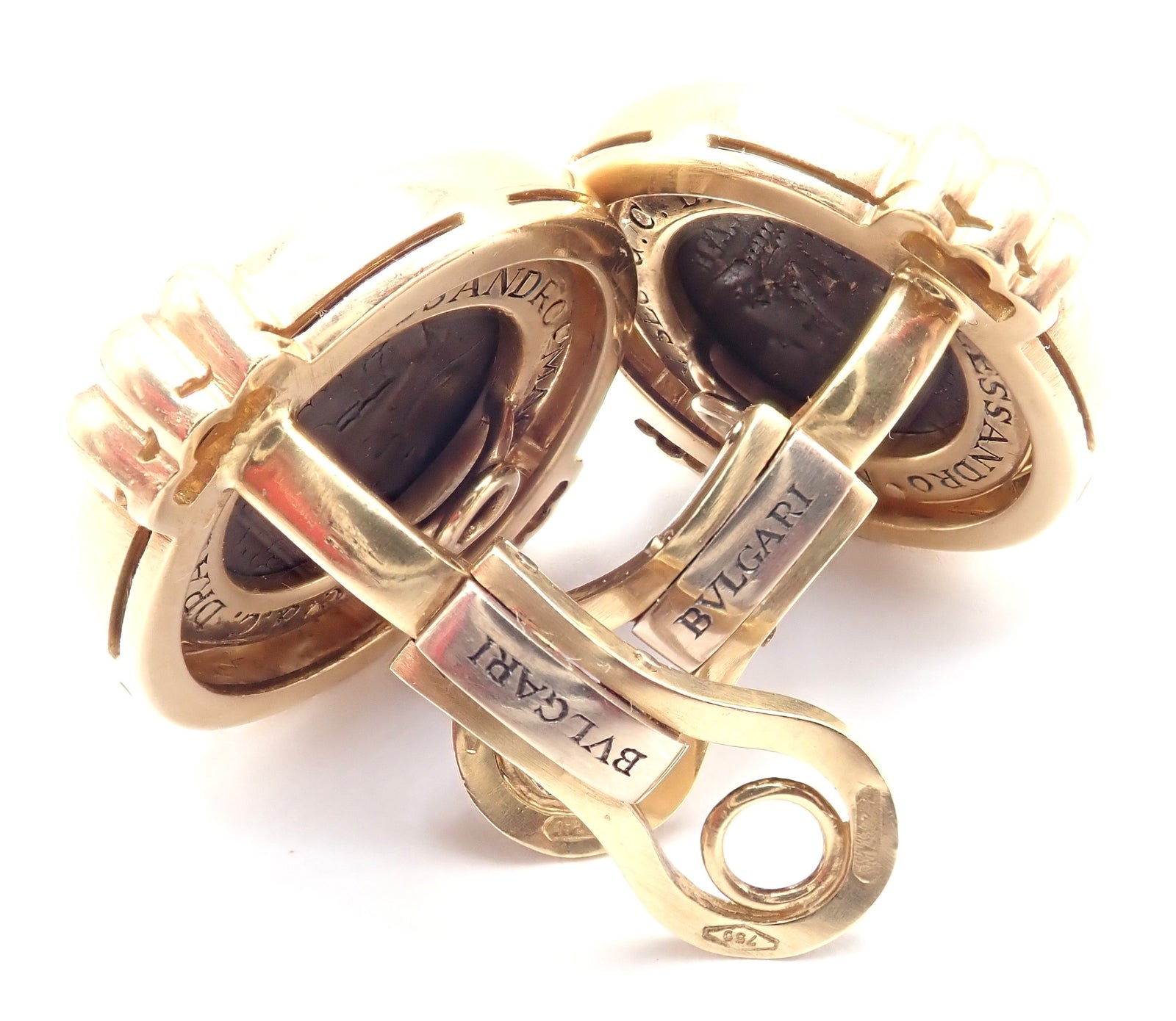 Vintage Bulgari Bvlgari 18k Yellow Gold Alexander The Great Coin Moneta Earrings | Fortrove