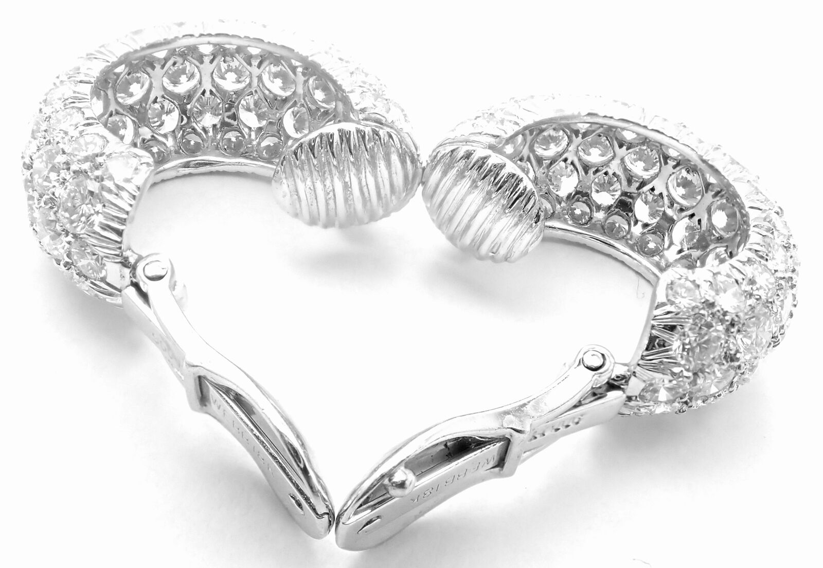David Webb Jewelry & Watches:Fine Jewelry:Earrings David Webb Platinum 18k White Gold 10ct Diamond Hoop Earrings