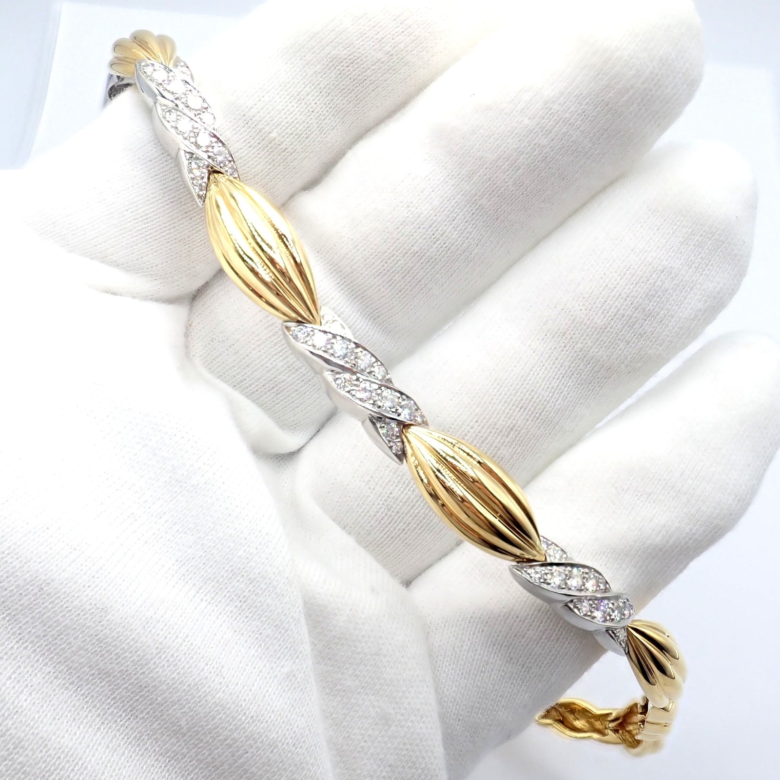 Authentic! Tiffany & Co 18k Yellow + White Gold 4ct Diamond Candy Necklace | Fortrove
