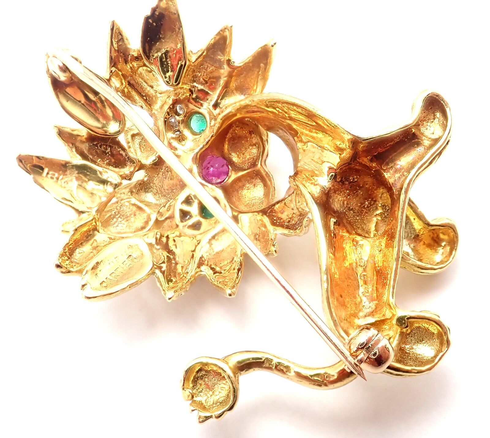 Cartier Jewelry & Watches:Fine Jewelry:Brooches & Pins Authentic! Cartier Whimsical Dragon Lion 18k Yellow Gold Diamond Ruby Pin Brooch