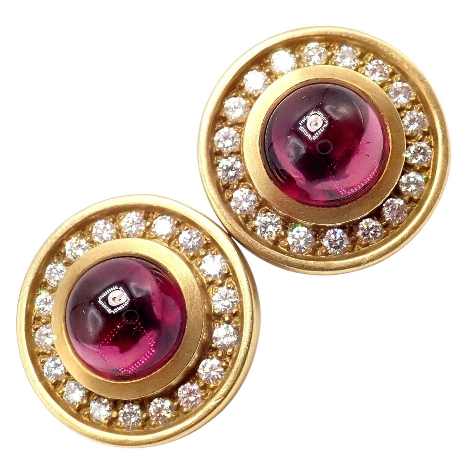 Rare! Vintage Kieselstein Cord 18k Yellow Gold Garnet Diamond Earrings 1997 | Fortrove