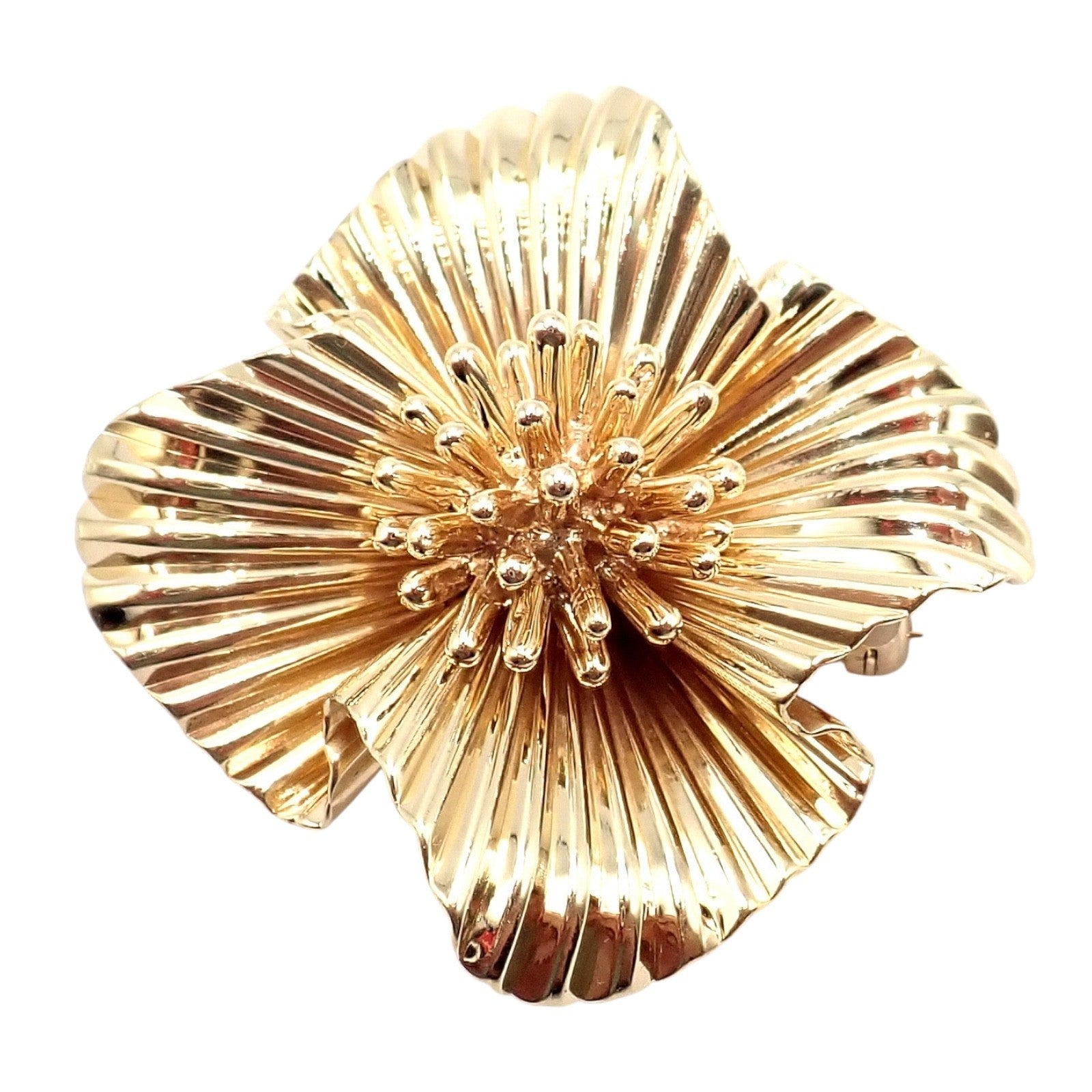 Authentic! Vintage Tiffany & Co. 14k Yellow Gold Flower Pin Brooch | Fortrove