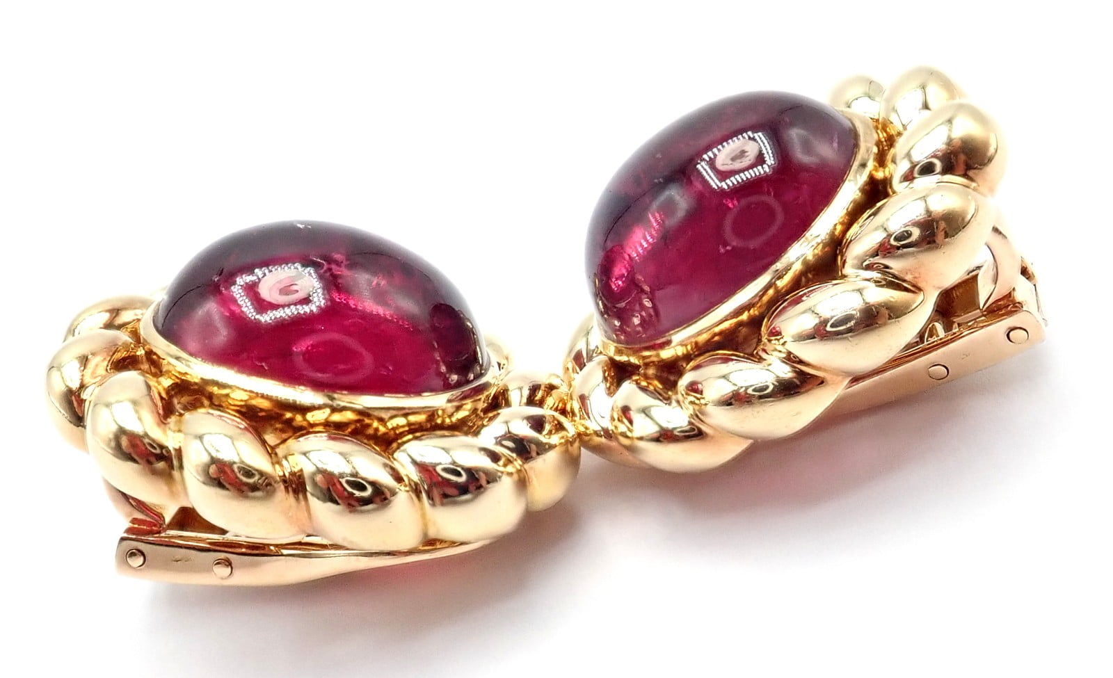 Authentic! Vintage Tiffany & Co 18k Yellow Gold Large Pink Tourmaline Earrings | Fortrove