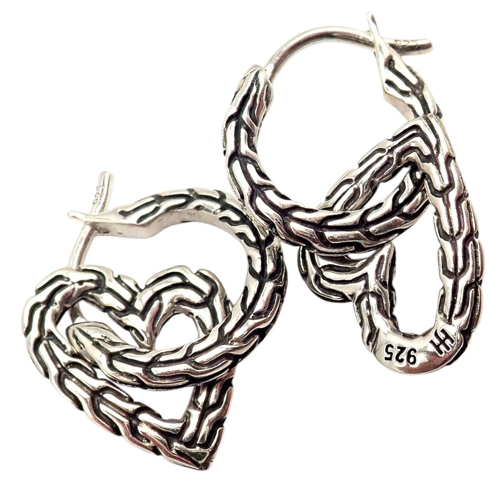 Authentic! John Hardy JH Silver Manah Heart Earrings | Fortrove