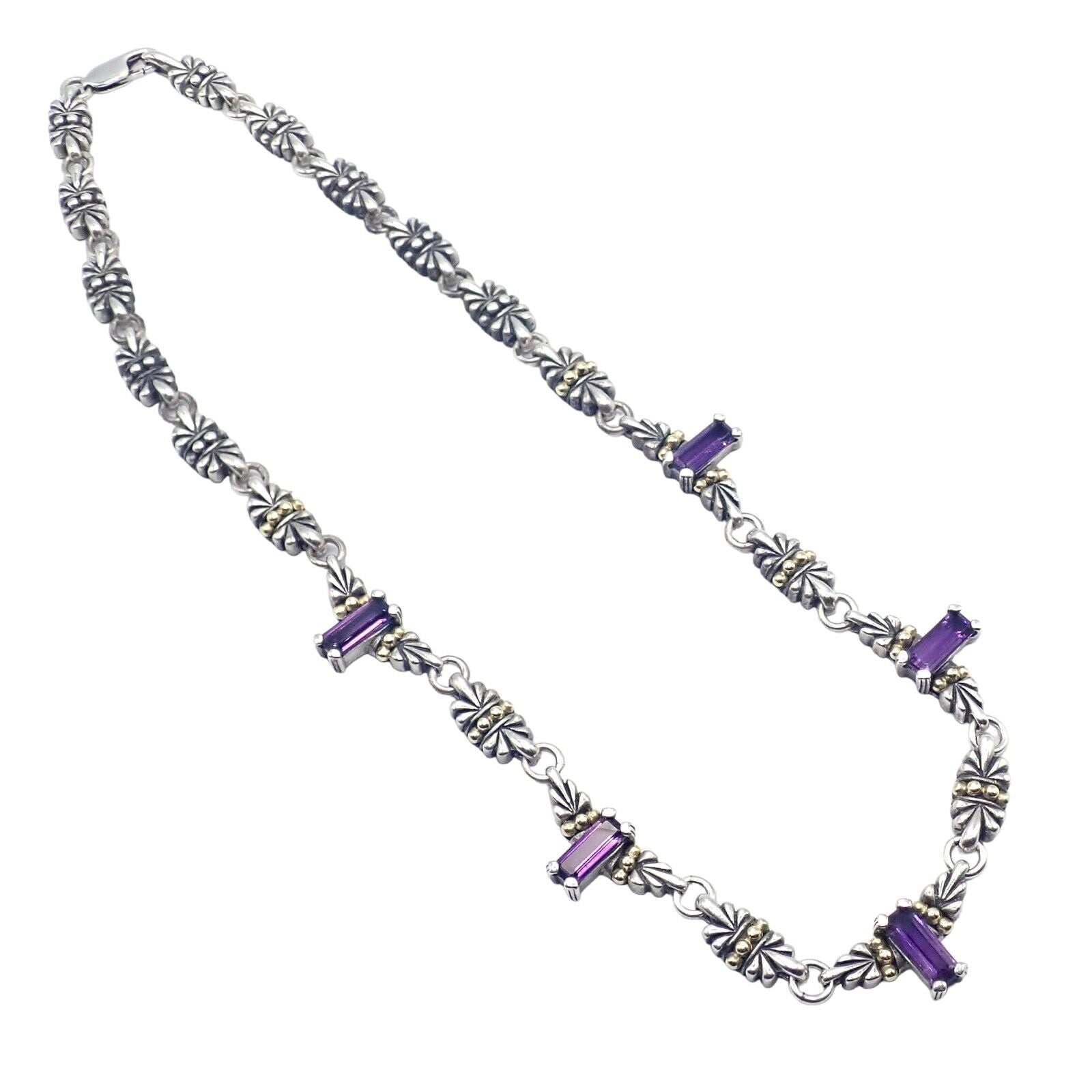 Lagos Jewelry & Watches:Fine Jewelry:Necklaces & Pendants Authentic! Lagos Caviar Silver + 18k Yellow Gold Amethyst Necklace