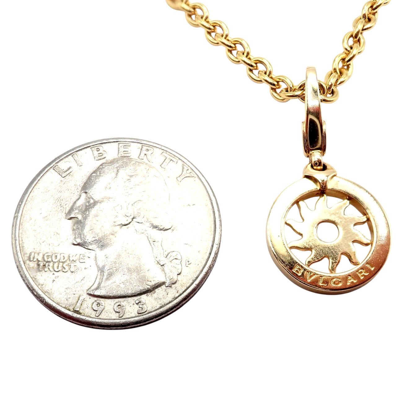 Authentic! Bvlgari Bulgari 18k Yellow Gold 19.5" Tondo Sun Pendant Necklace | Fortrove