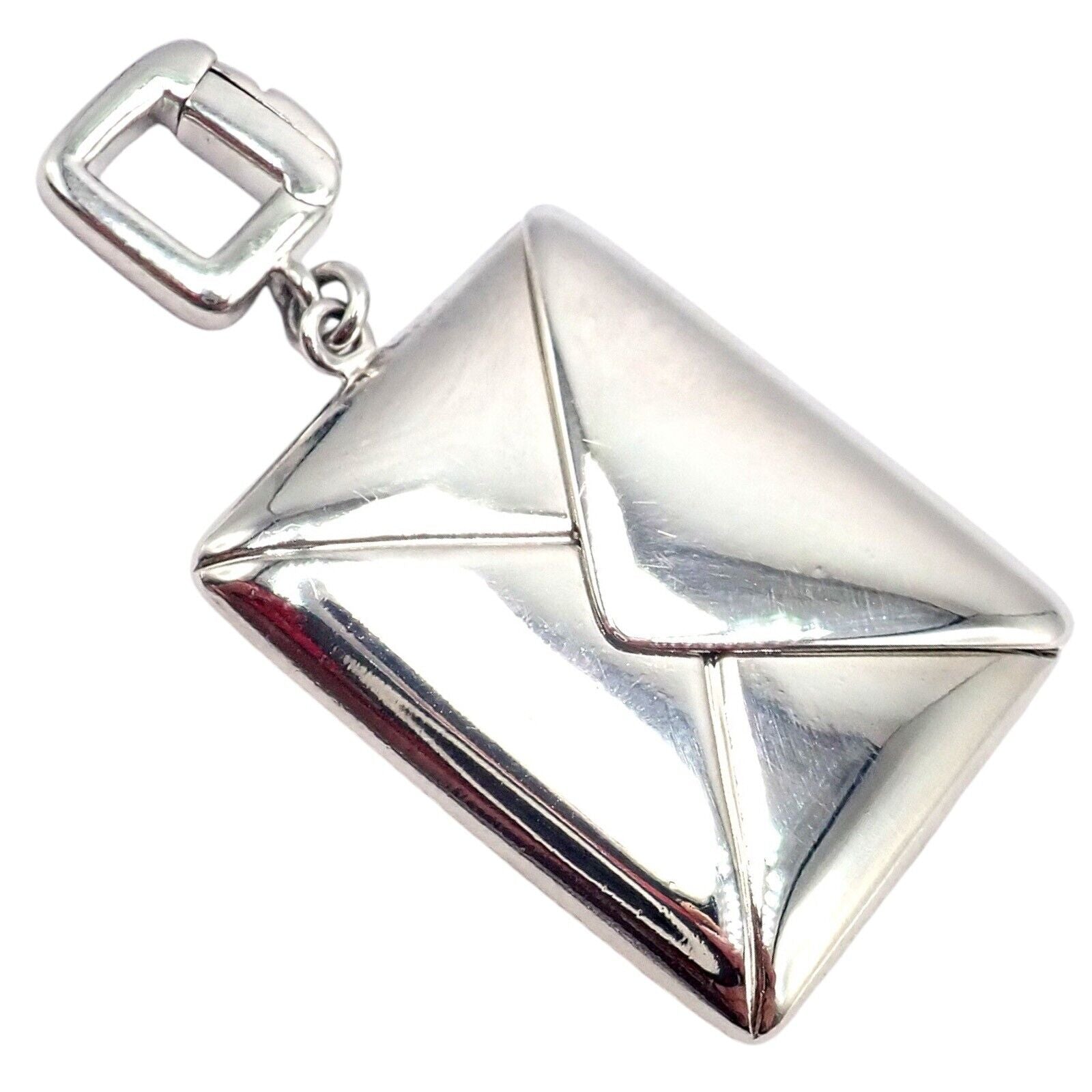 Rare! Louis Vuitton LV 18k White Gold Opening Envelope Letter Charm Pendant | Fortrove