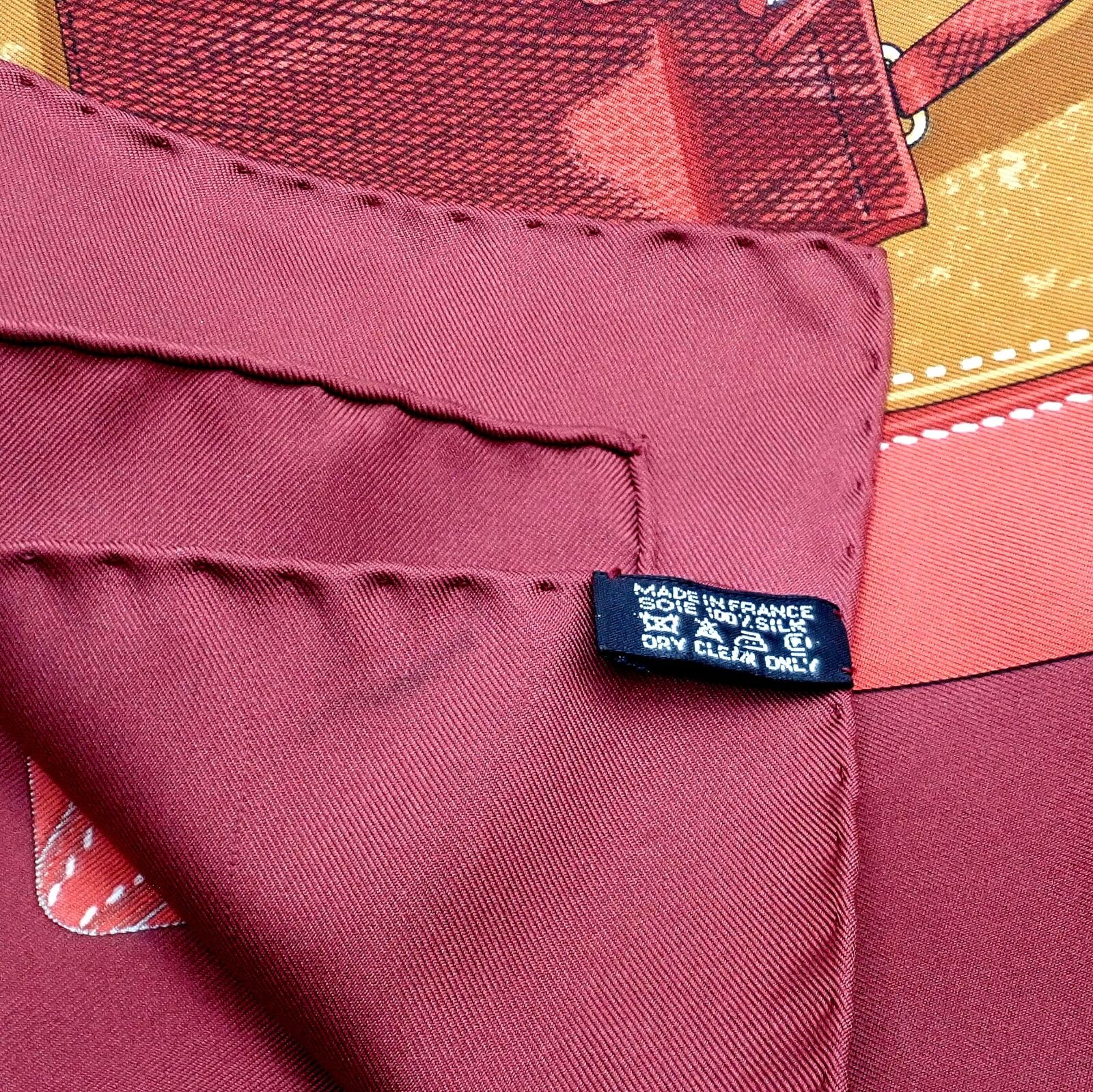 Hermes Clothing, Shoes & Accessories:Women:Women's Accessories:Scarves & Wraps Authentic RARE! Hermes Brick Red Tout Cuir Vintage 90cm Silk Scarf