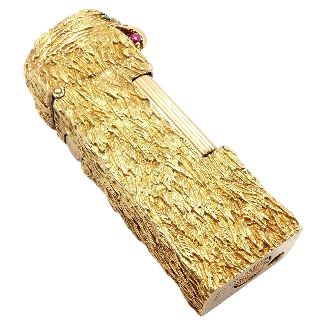 Vintage Dunhill 18k Yellow Gold Ruby Emerald Eagle Rollagas Lighter 1950's | Fortrove