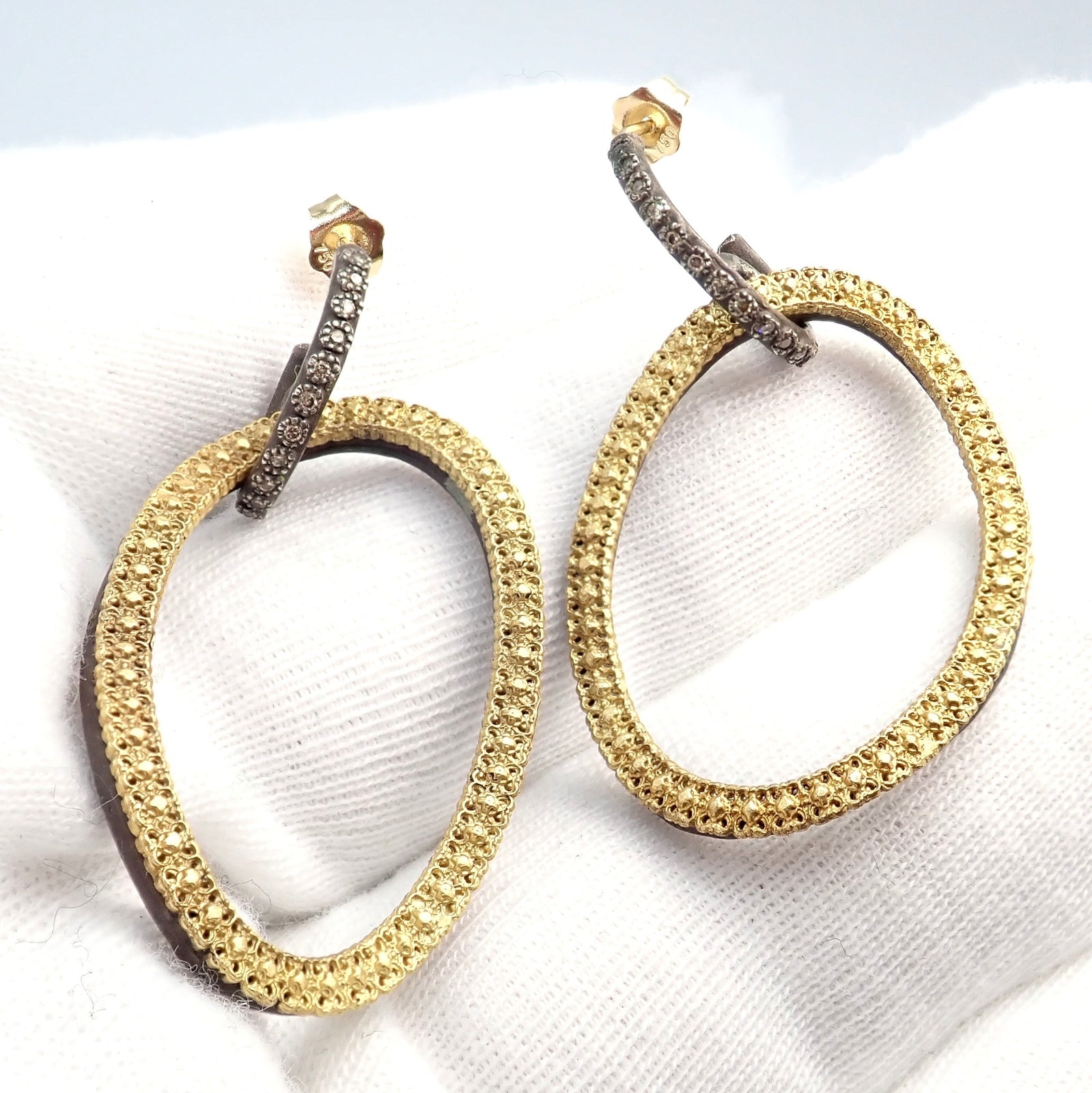 Armenta Jewelry & Watches:Fine Jewelry:Earrings Armenta 18k Yellow Gold & Blackened Sterling Silver Diamond Statement Earrings