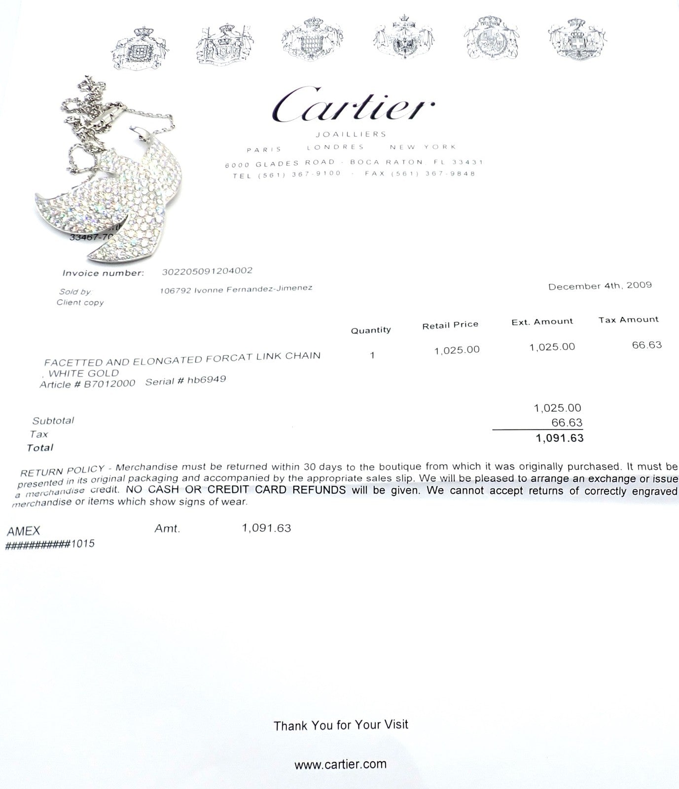 Authentic! Cartier Colombe Dove Of Peace 18k White Gold Diamond Necklace Paper | Fortrove