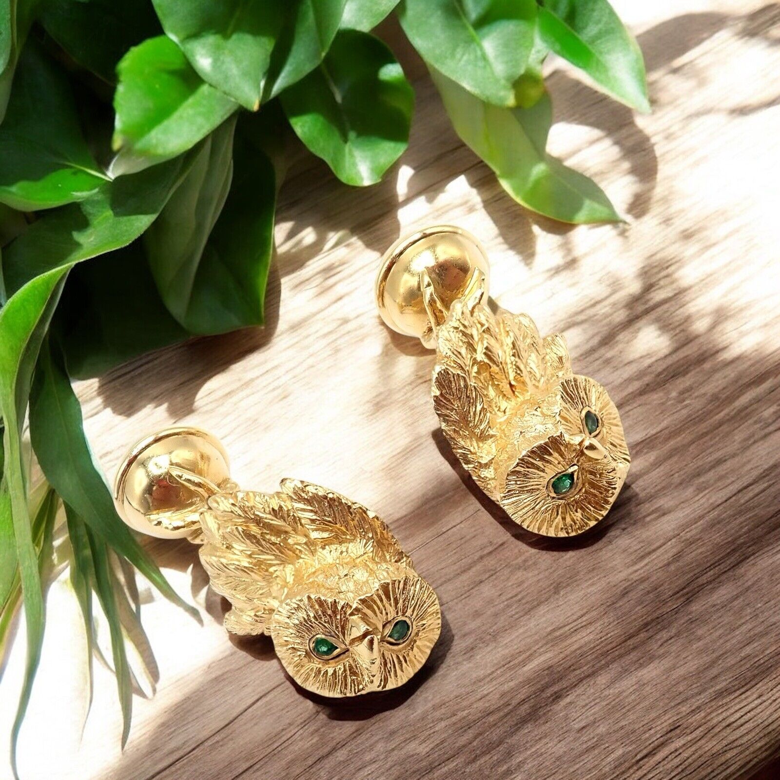 Tiffany & Co. Jewelry & Watches:Men's Jewelry:Cufflinks Rare! Vintage Tiffany & Co. 18k Yellow Gold Emerald Owl Germany 1989 Cufflinks