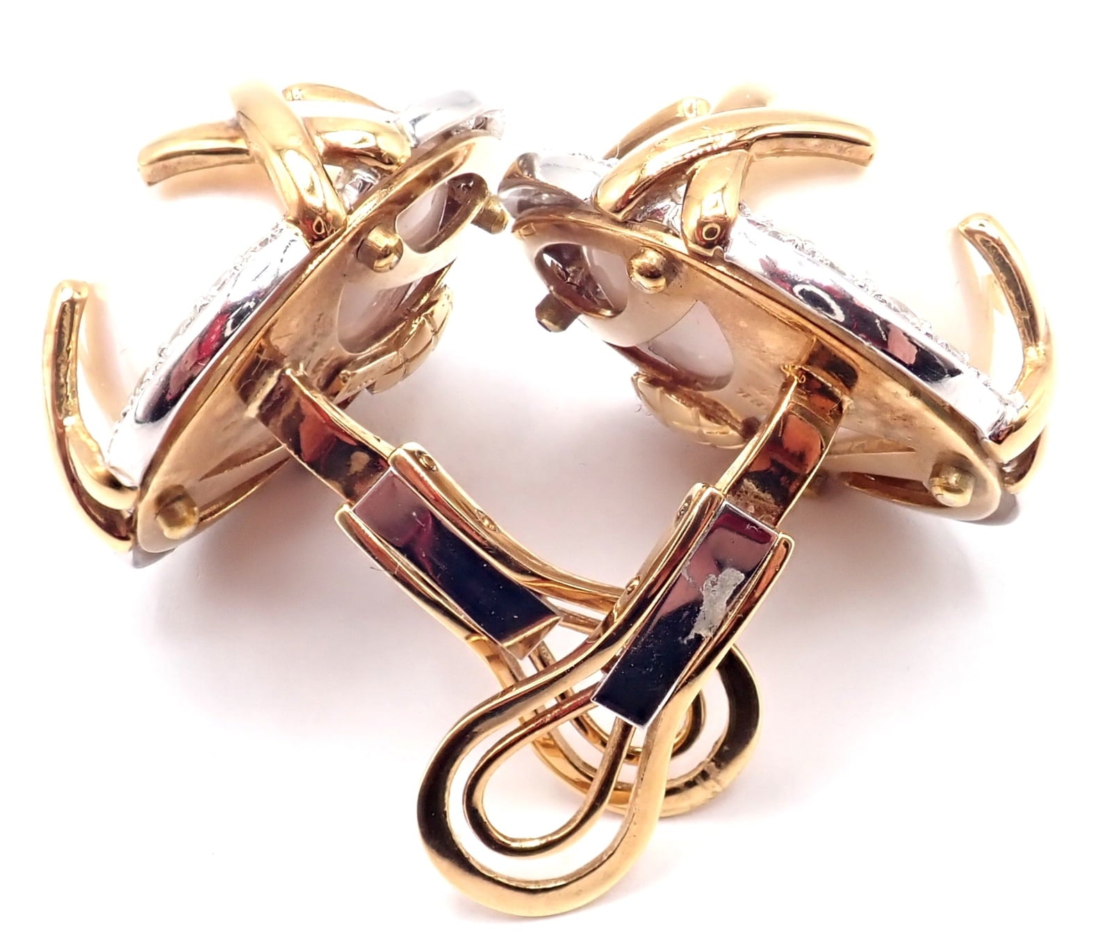 Verdura Jewelry & Watches:Fine Jewelry:Earrings Authentic! Vintage Verdura 18k Yellow Gold Mabe Pearl Diamond Large Earrings