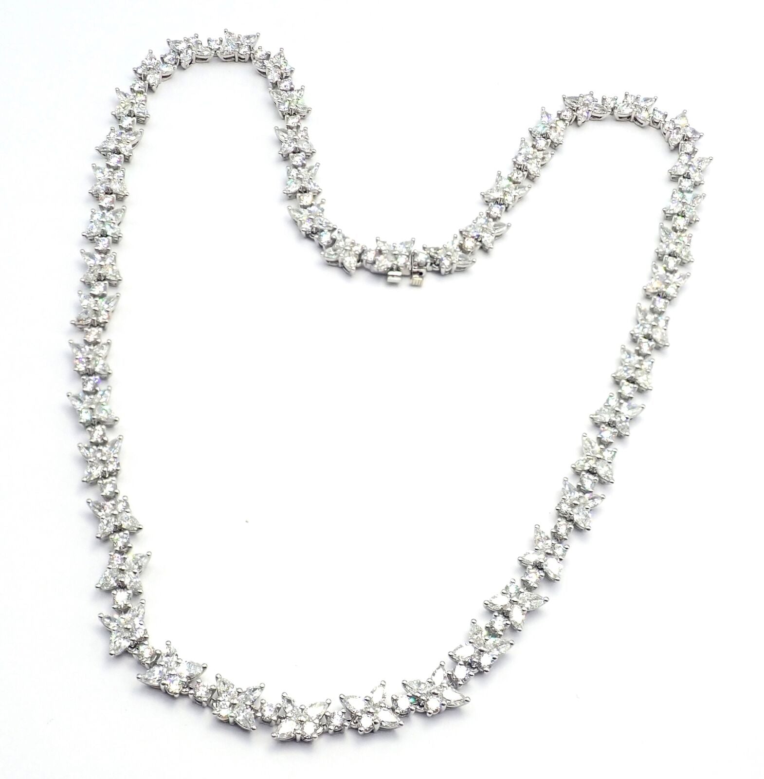 Authentic! Tiffany & Co Victoria Platinum 15.83ct Diamond Mixed Cluster Necklace | Fortrove