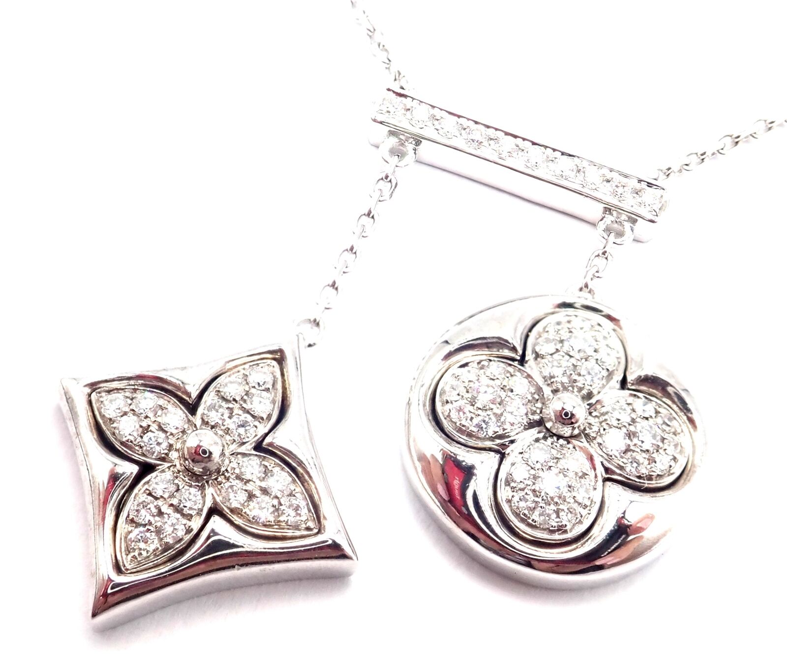 Louis Vuitton Jewelry & Watches:Fine Jewelry:Necklaces & Pendants Authentic! Louis Vuitton Blossom 18k White Gold Diamond Link Pendant Necklace