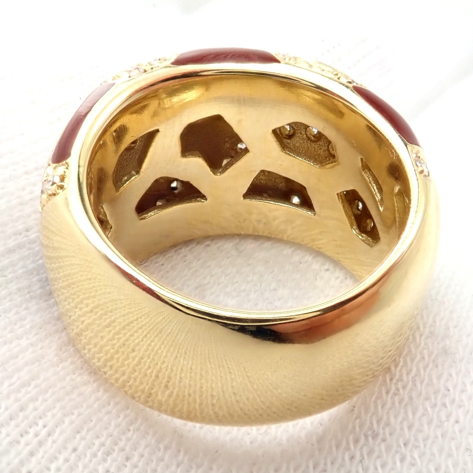 Authentic! Roberto Coin Giraffe 18k Yellow Gold Enamel Diamond Ring | Fortrove