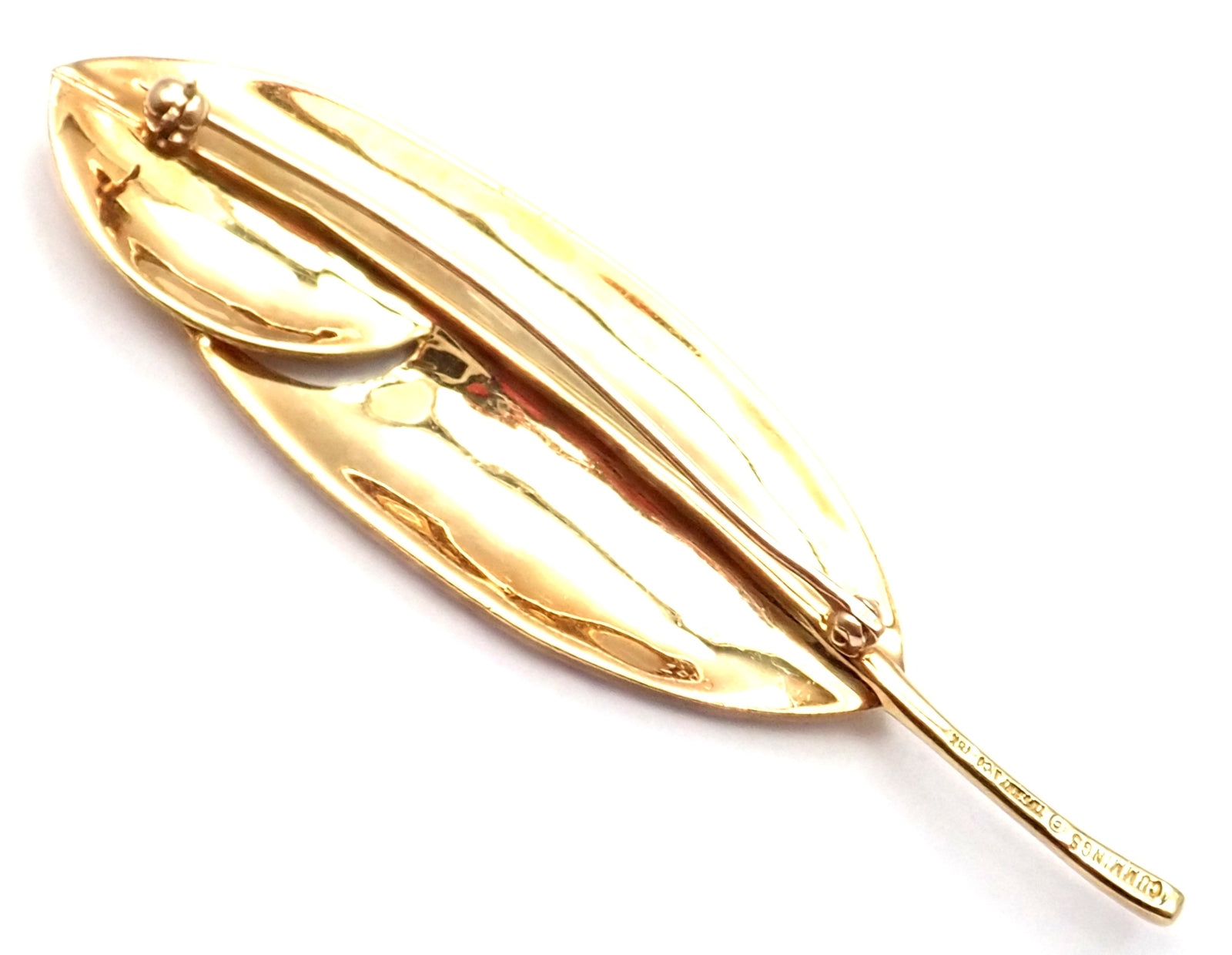 Authentic! Tiffany & Co Angela Cummings 18k Yellow Gold Leaf Pin Brooch | Fortrove