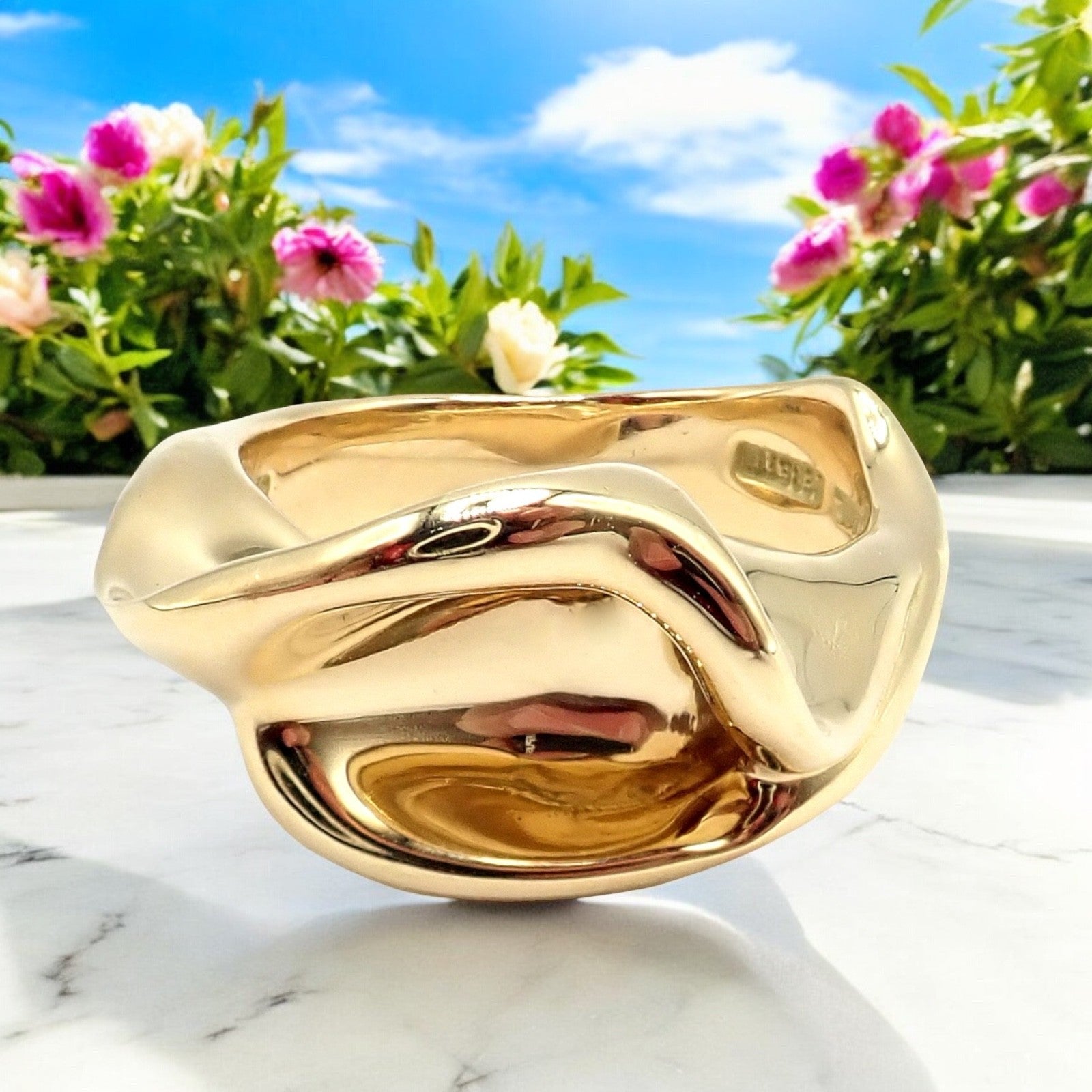 Lily.M Tiffany & Co. ゴールド リング Authentic! Vintage Tiffany & Co. 18k Yellow Gold Peretti Calla Lily Ri