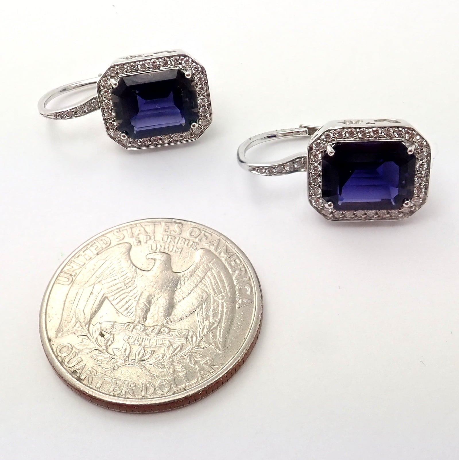 Pasquale Bruni Jewelry & Watches:Fine Jewelry:Earrings Authentic! Pasquale Bruni 18k White Gold Iolite Diamond Earrings