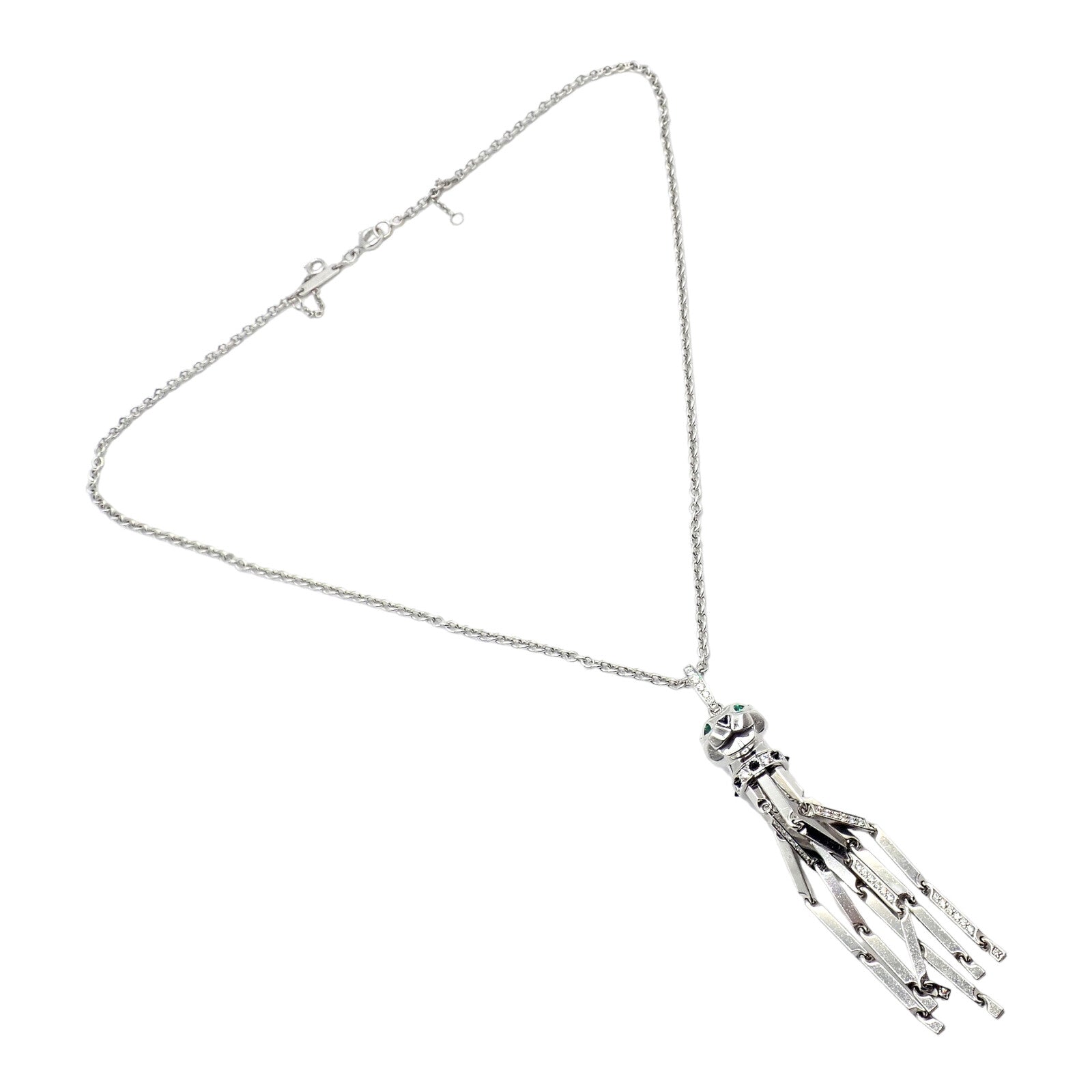 Panthere de Cartier Panther 18k White Gold Diamond Emerald Onyx Pendant Necklace | Fortrove