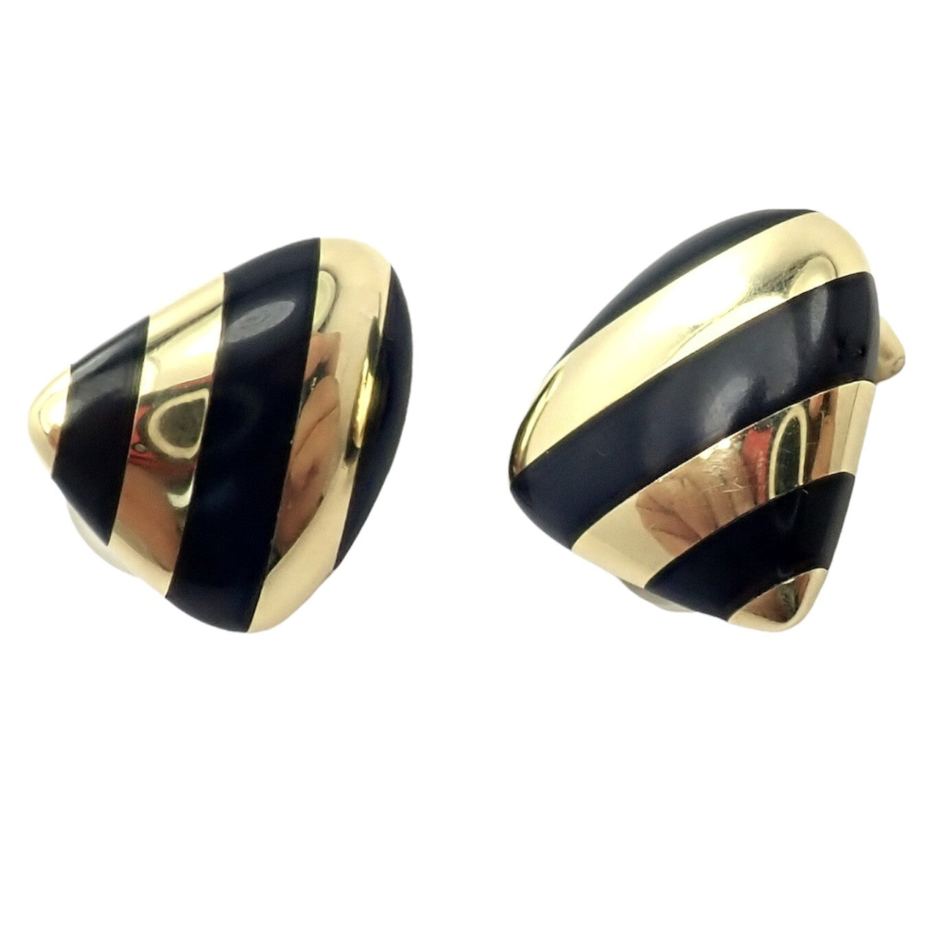 Tiffany & Co Angela Cummings 18k Yellow Gold Inlaid Black Jade Earrings | Fortrove