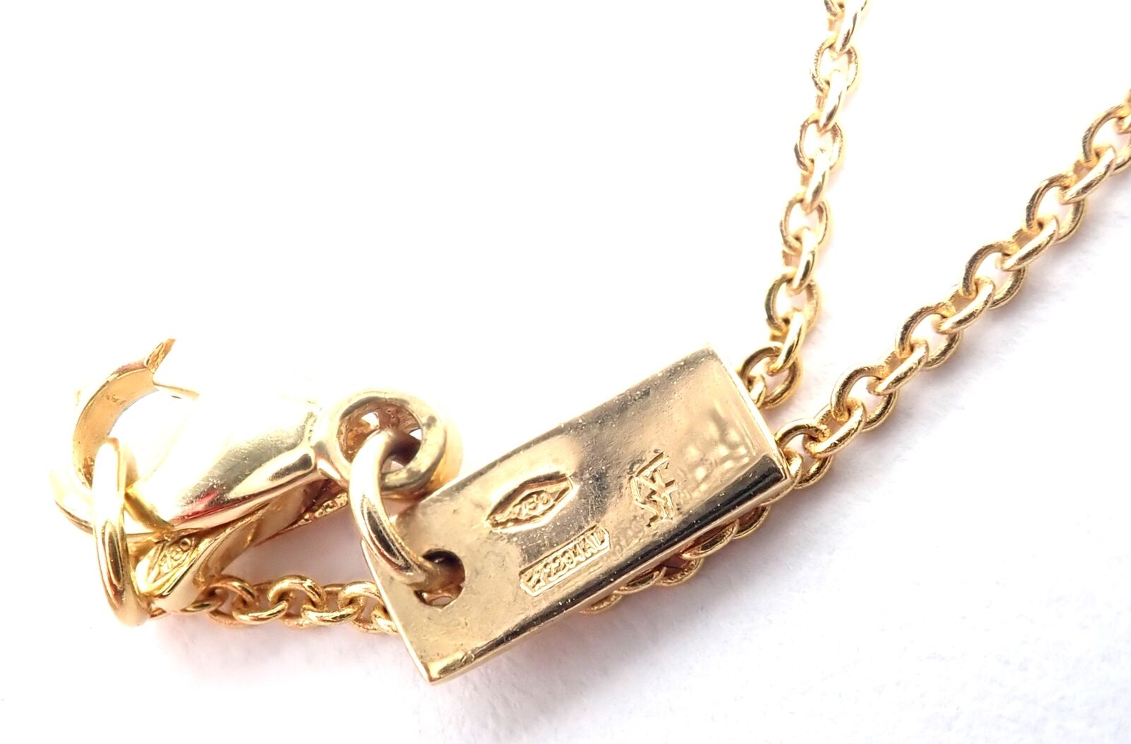 Authentic! Salvatore Ferragamo 18K Yellow Gold Enamel Shoe Pendant Necklace | Fortrove