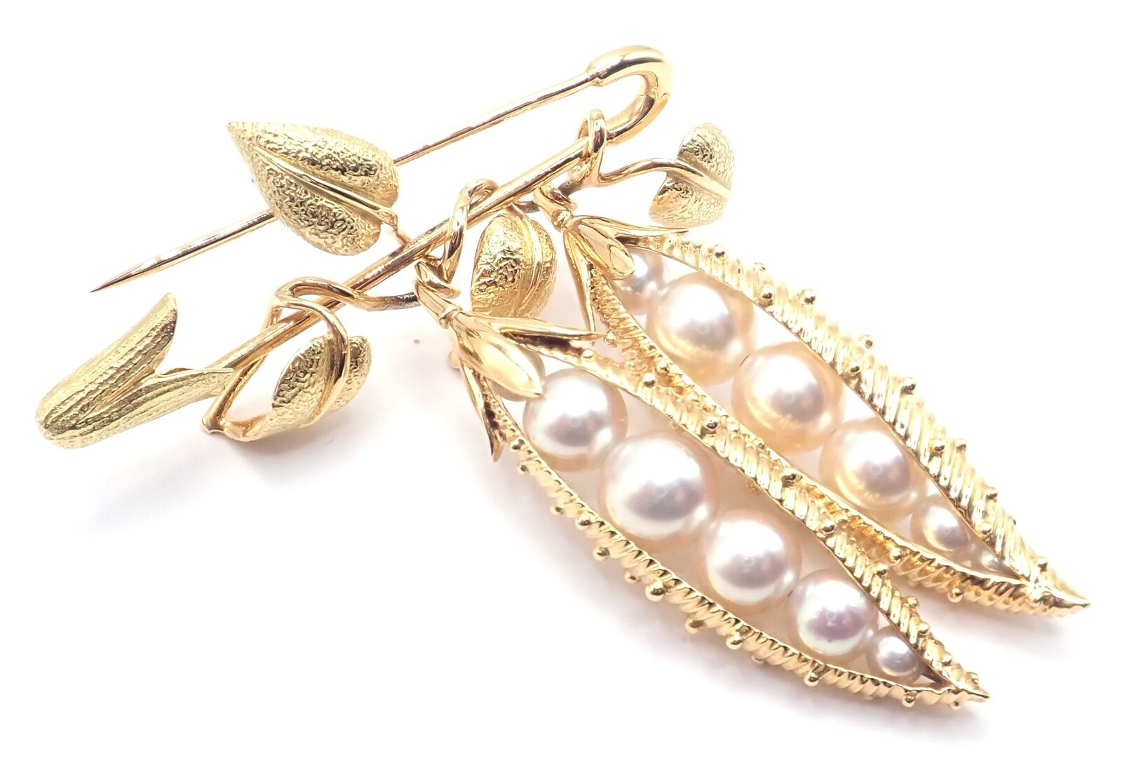 Authentic! Tiffany & Co Schlumberger Peapod 18k Yellow Gold Pearl Pin Brooch | Fortrove