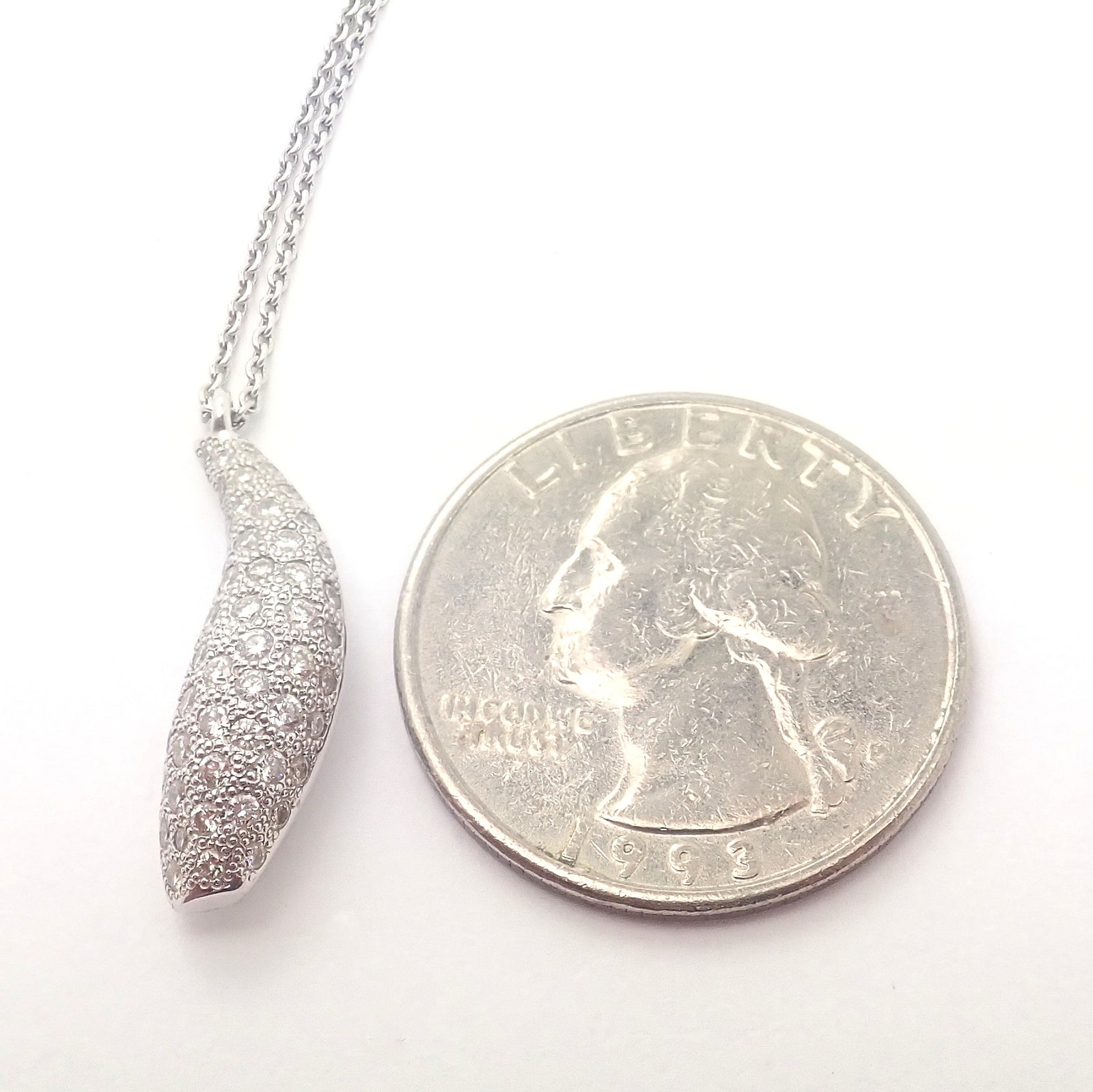Authentic! Tiffany & Co 18k White Gold Frank Gehry Diamond Fish Necklace | Fortrove