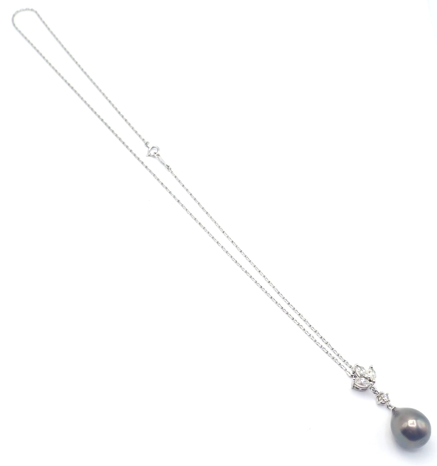 Mikimoto Jewelry & Watches:Fine Jewelry:Necklaces & Pendants Authentic! Mikimoto 18k White Gold Tahitian Pearl Diamond Pendant Necklace