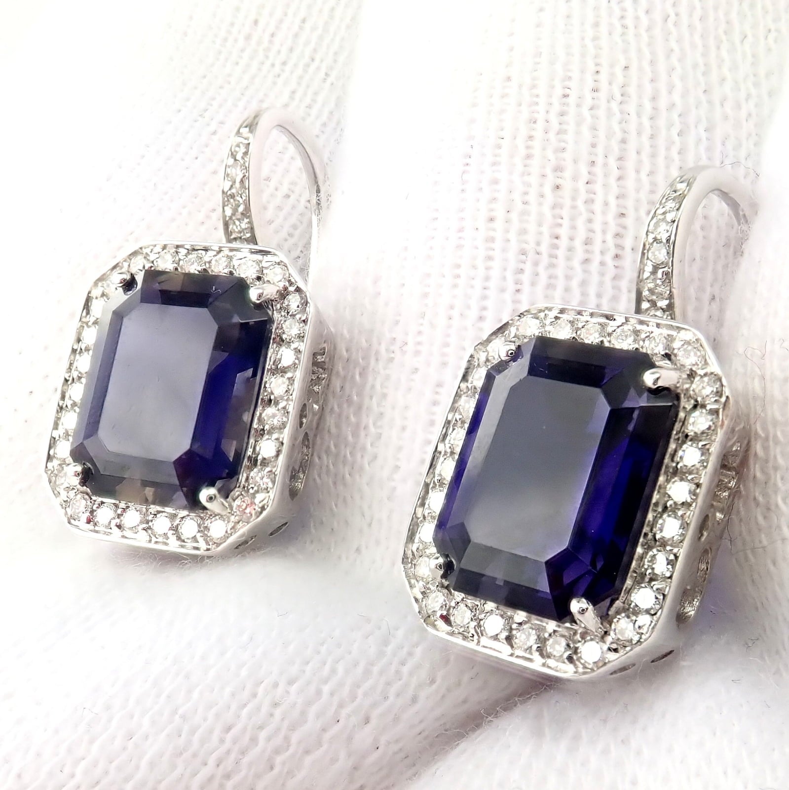 Pasquale Bruni Jewelry & Watches:Fine Jewelry:Earrings Authentic! Pasquale Bruni 18k White Gold Iolite Diamond Earrings