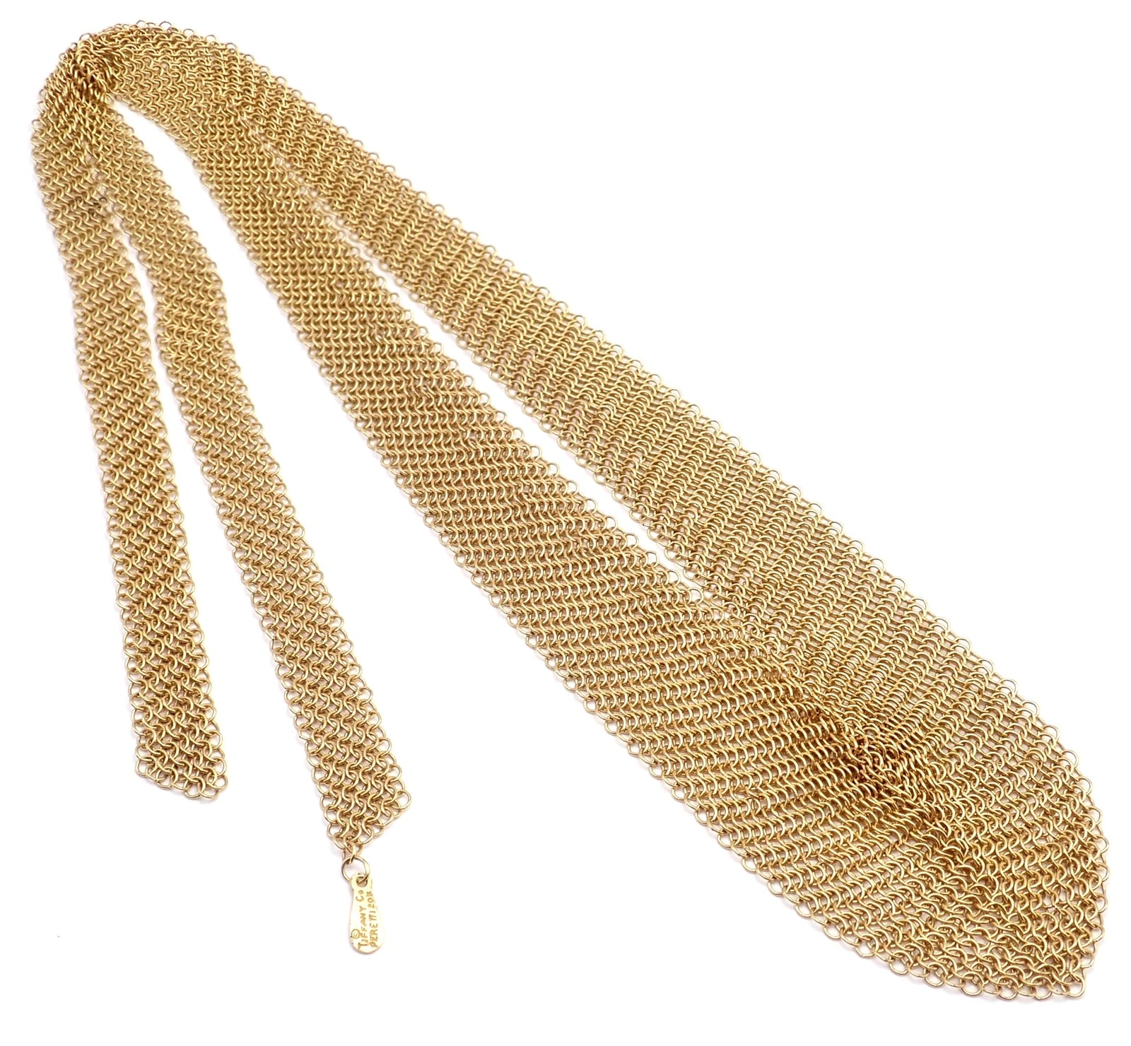 Vintage! Authentic Tiffany & Co Peretti 20k Yellow Gold Mesh Bib Scarf Necklace | Fortrove