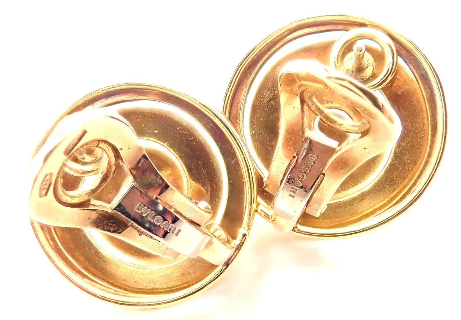 Authentic! Vintage BULGARI BULGARI 18k Yellow Gold Swirl Earrings | Fortrove