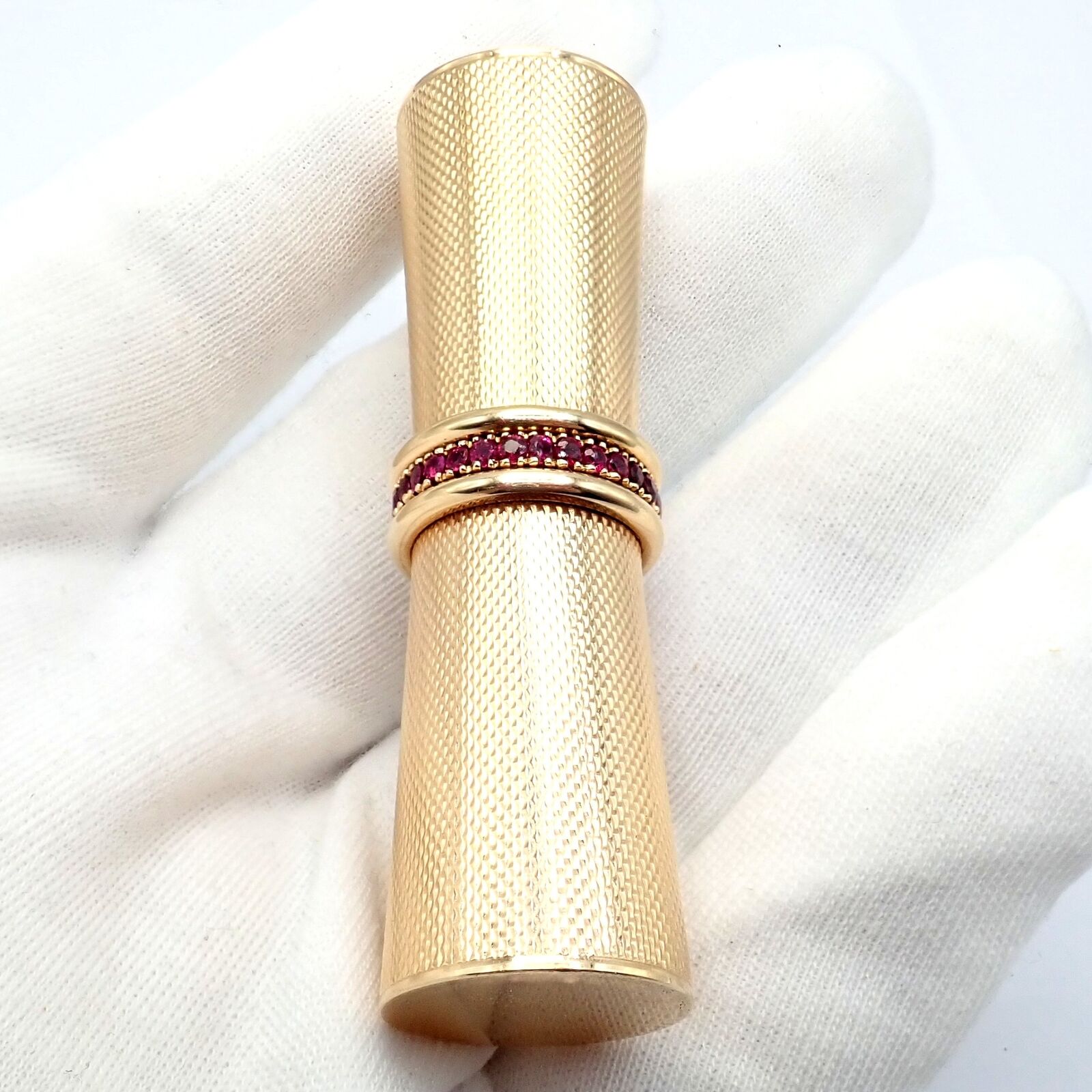 Fortrove Collectibles:Vanity, Perfume & Shaving:Lipstick Tubes, Holders Vintage Solid 14k Yellow Gold Van Cleef & Arpels Ruby Lipstick Case Holder