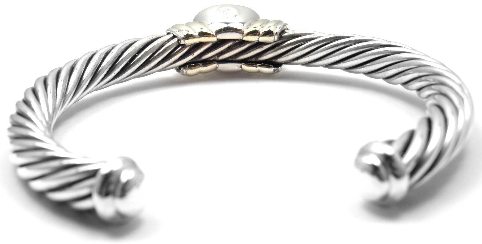 Authentic! D.Yurman NOBLESSE 14k YG Sterling Silver Blue Topaz Bangle Bracelet | Fortrove