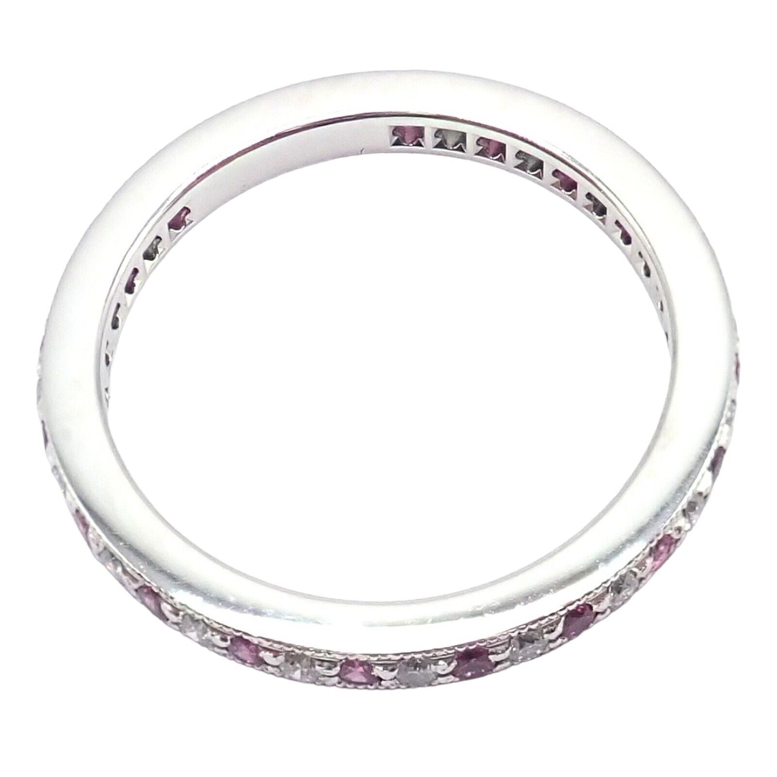 Tiffany & Co. Jewelry & Watches:Fine Jewelry:Rings Tiffany & Co Platinum Diamond Pink Sapphire Milgrain 2.5mm Band Ring sz 5.75