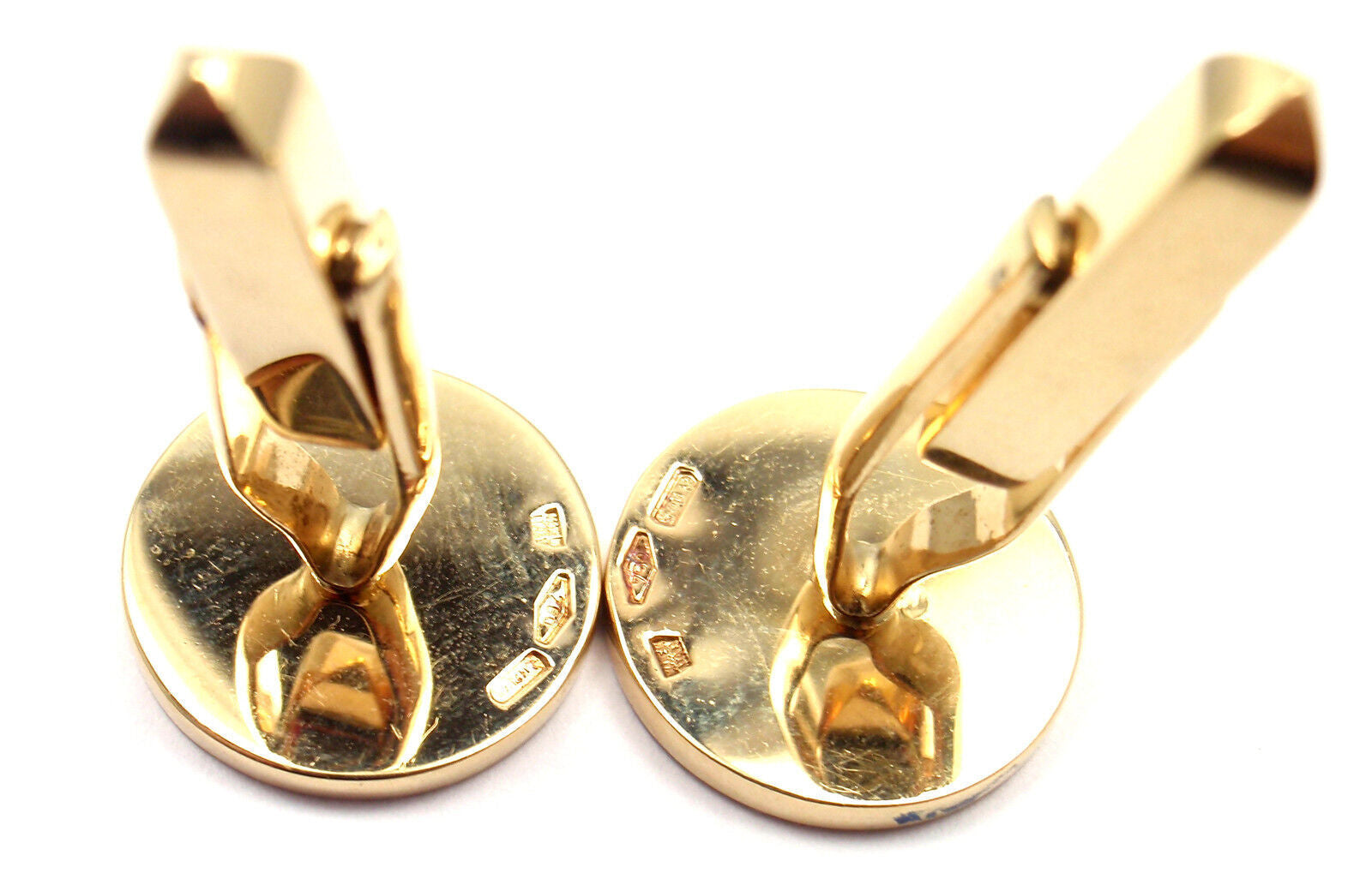 Authentic! Bulgari Bvlgari 18k Yellow Gold Black Onyx Cufflinks | Fortrove