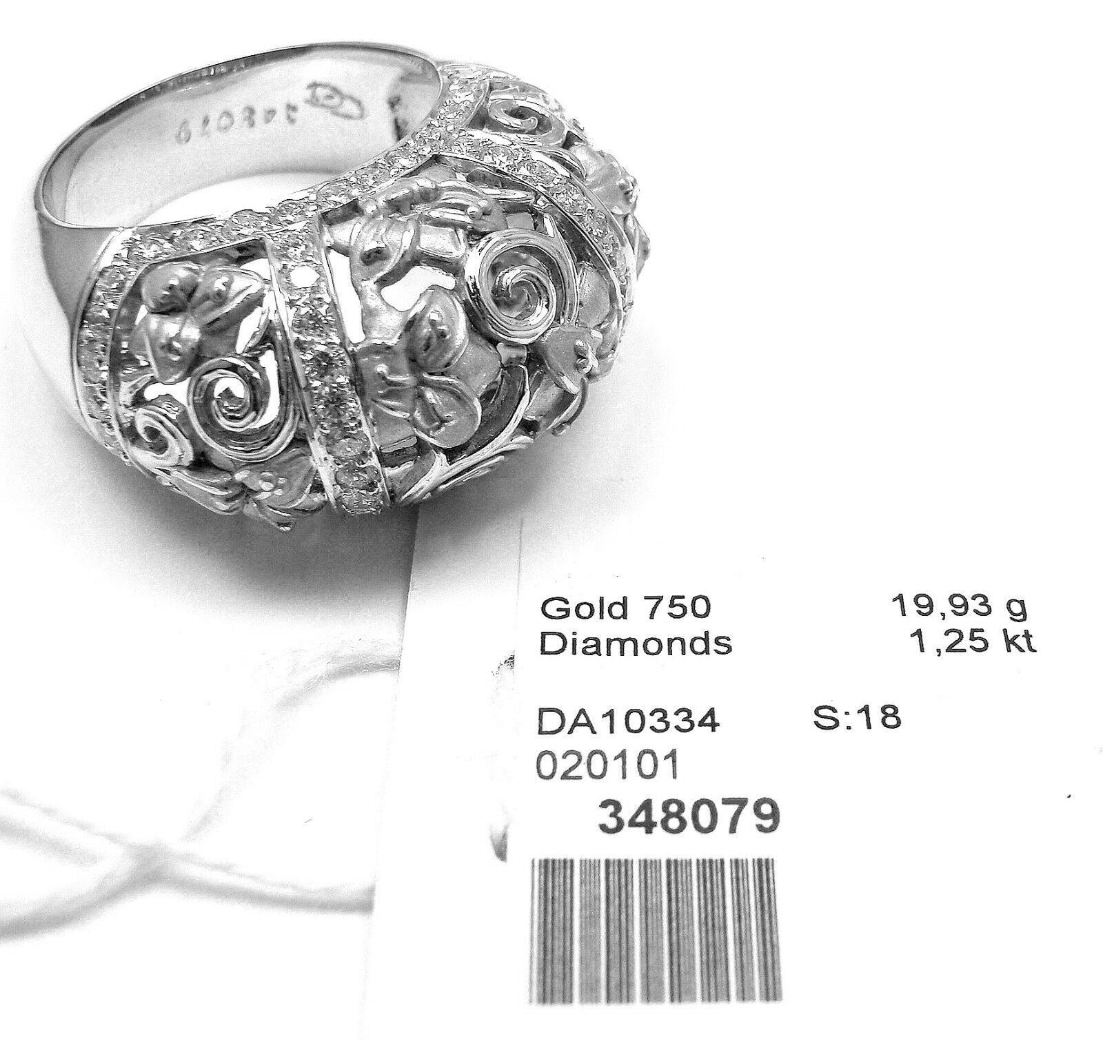 New! Authentic Carrera Y Carrera Taj Mahal 18k White Gold Diamond Ring Cert. | Fortrove