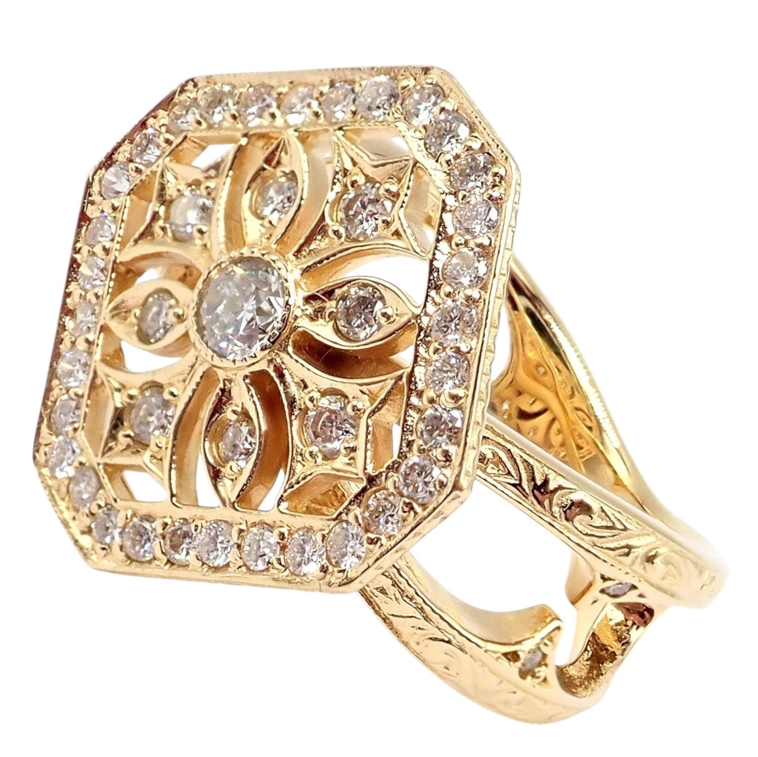 Authentic Loree Rodkin 18k Yellow Gold Diamond Gothic Cross Ring | Fortrove