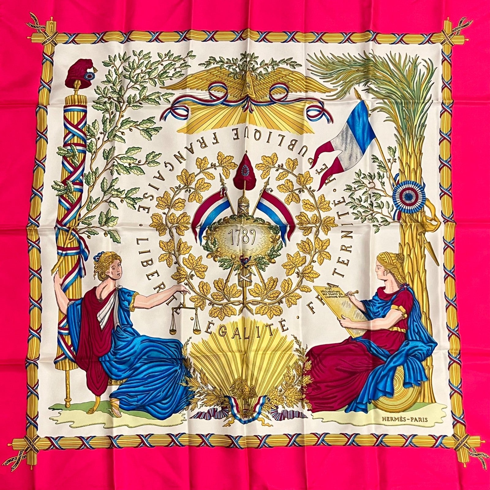 Authentic Hermès “République Française” 90 cm Silk Scarf | Fortrove